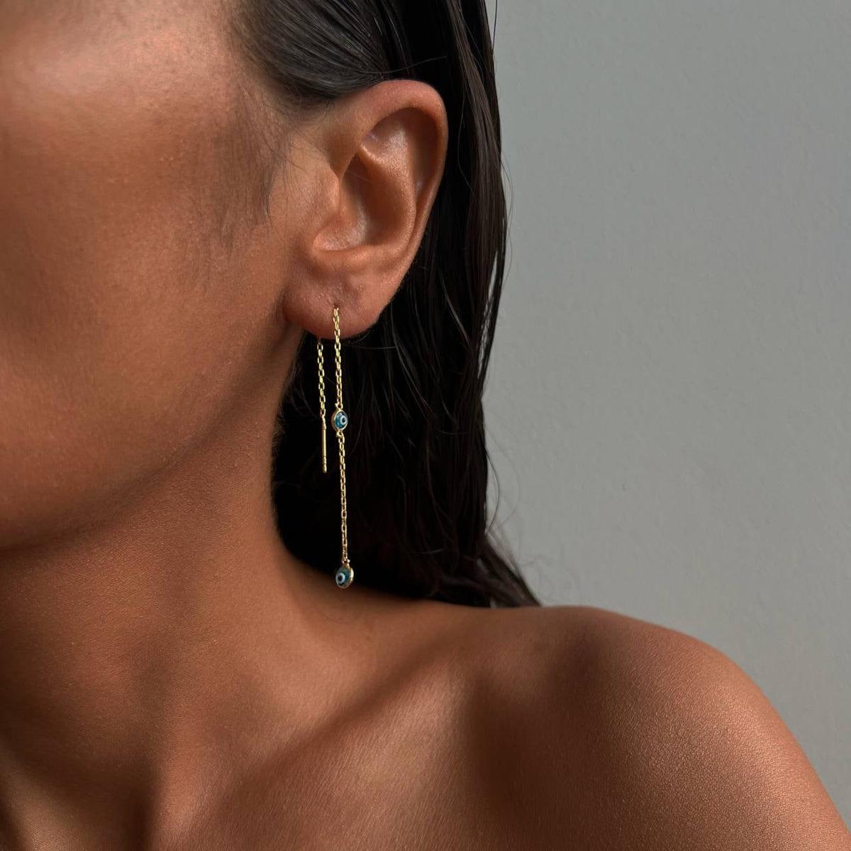 Mini Göz Nazarlı Sallantılı Küpe | 925 Ayar Gümüş – Jeweliay Jewelry – 4
