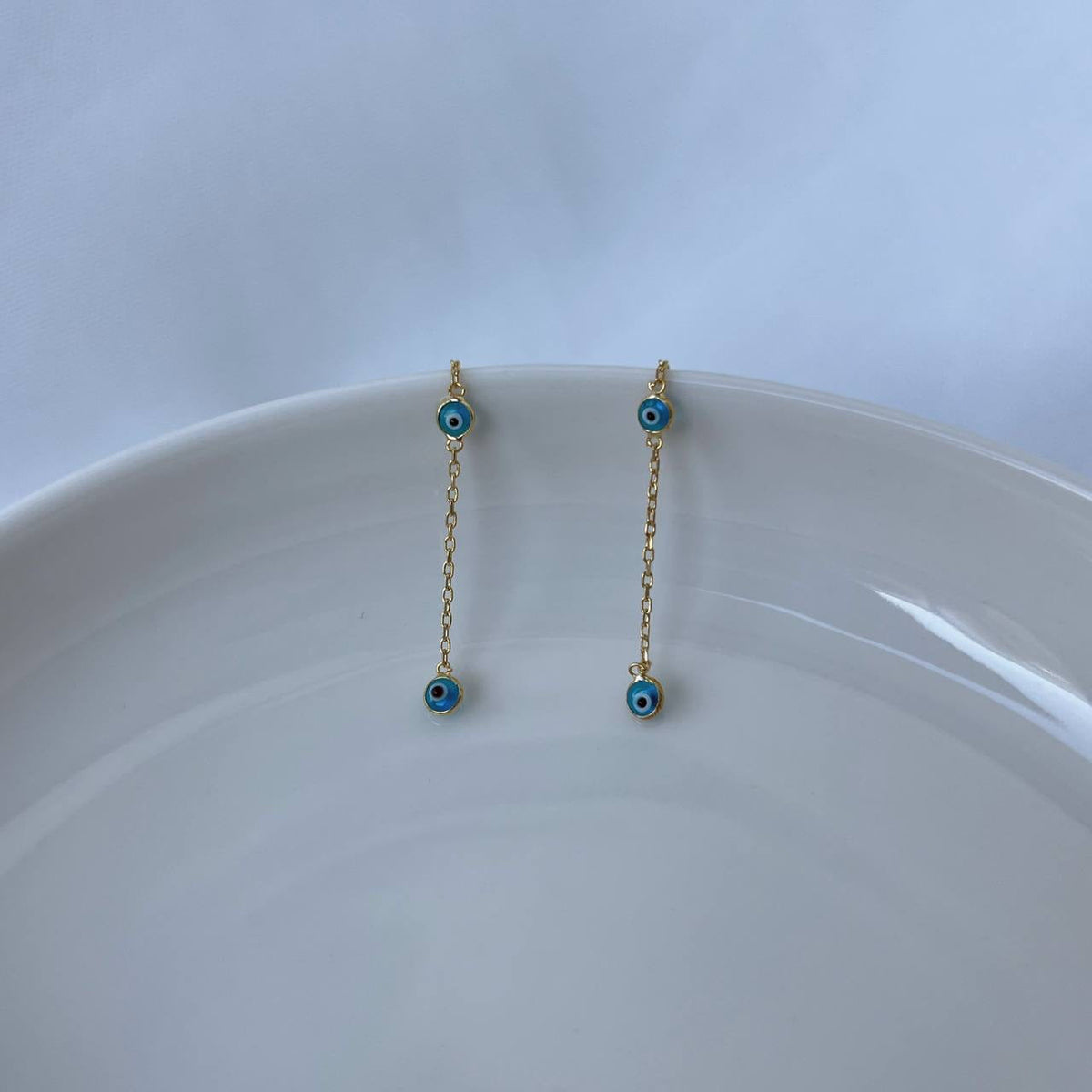 Mini Göz Nazarlı Sallantılı Küpe | 925 Ayar Gümüş – Jeweliay Jewelry – 5