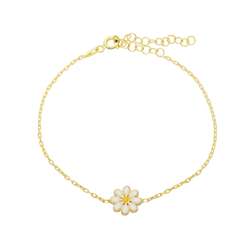 Mini Mineli Papatya Bileklik | 925 Ayar Gümüş – Jeweliay Jewelry – 1 – Gold beyaz fon #RENK_gold