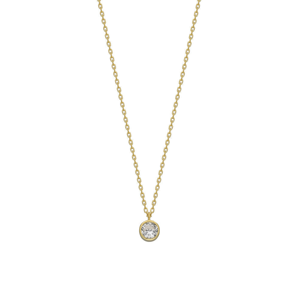 Mini Yuvarlak Zirkon Taşlı Kolye | 925 Ayar Gümüş — Gold — beyaz fon #RENK_gold