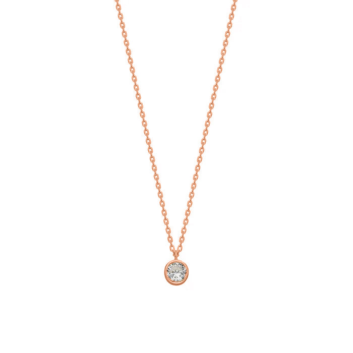 Mini Yuvarlak Zirkon Taşlı Kolye | 925 Ayar Gümüş — Rose — beyaz fon #RENK_rose