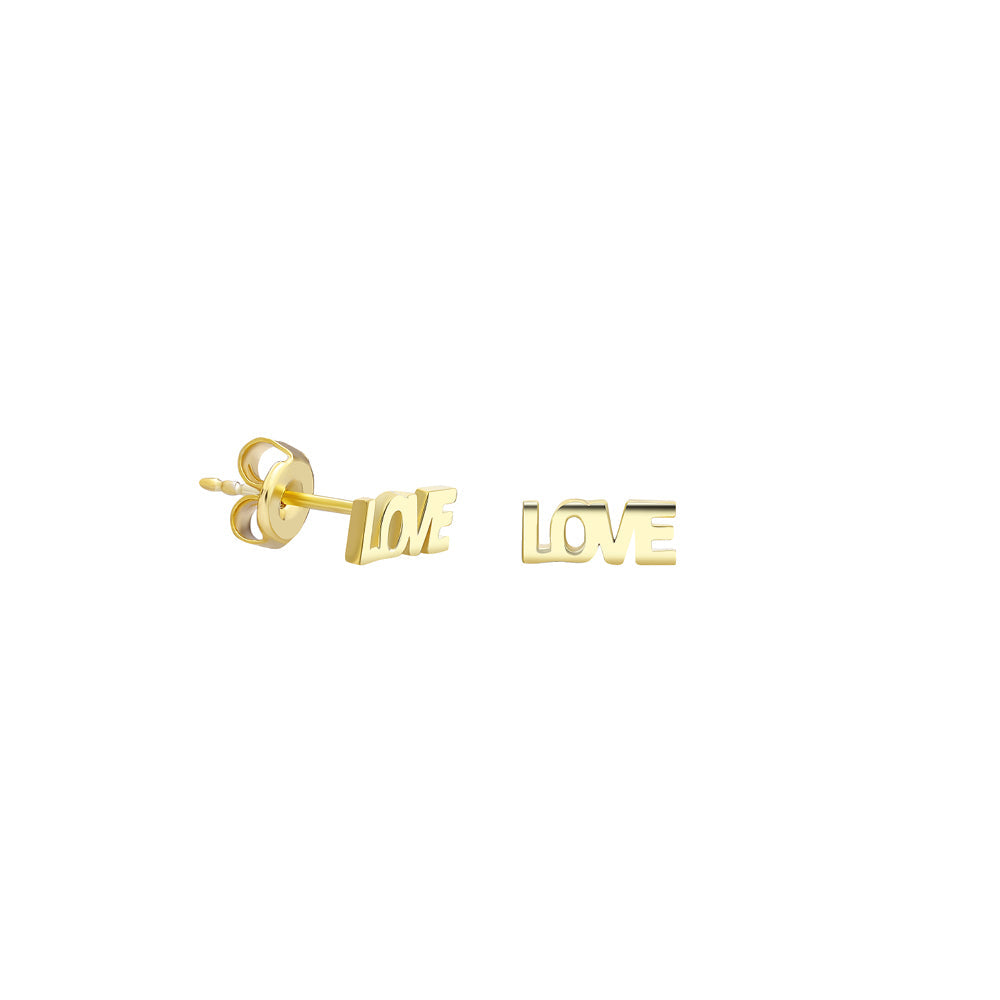 Minimal Love Yazılı Çivili Küpe | 925 Ayar Gümüş – Jeweliay Jewelry – 1 – Gold beyaz fon #RENK_gold