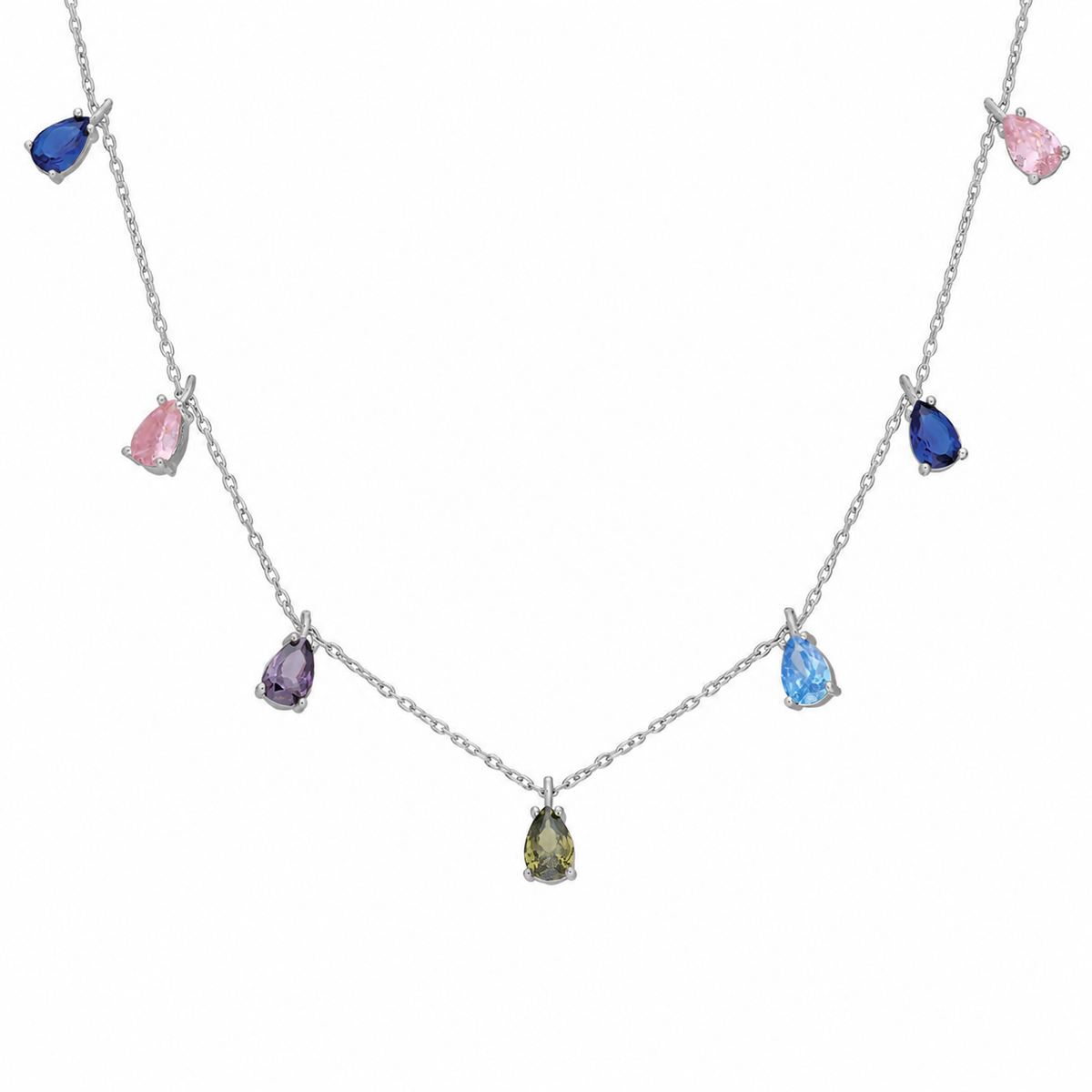 Mix Damla Taş Sallantılı Kolye | 925 Ayar Gümüş – Jeweliay Jewelry – 2 – Silver beyaz fon #RENK_silver
