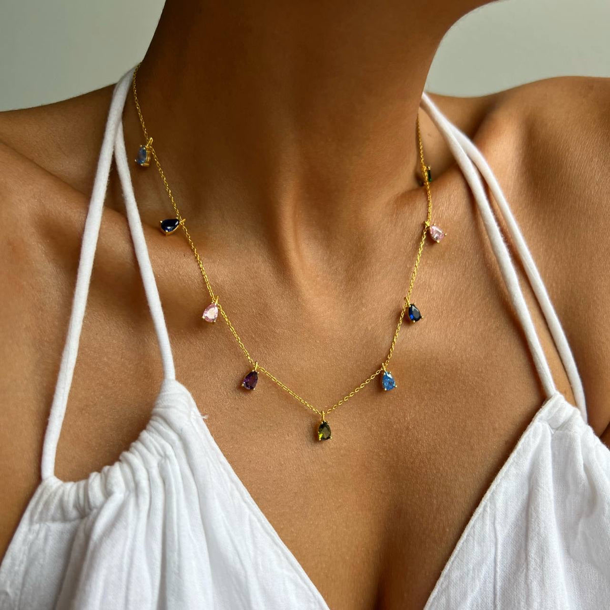 Mix Damla Taş Sallantılı Kolye | 925 Ayar Gümüş – Jeweliay Jewelry – 6