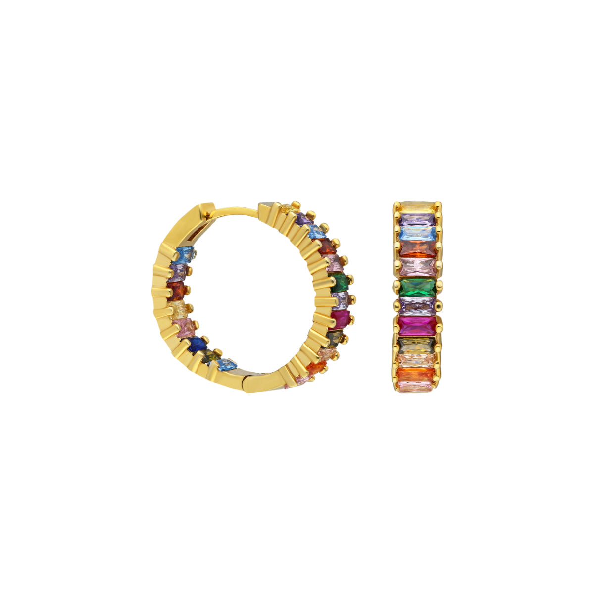 Mix Taşlı Baget Küpe | 925 Ayar Gümüş – Jeweliay Jewelry – 1 – Gold beyaz fon #RENK_gold
