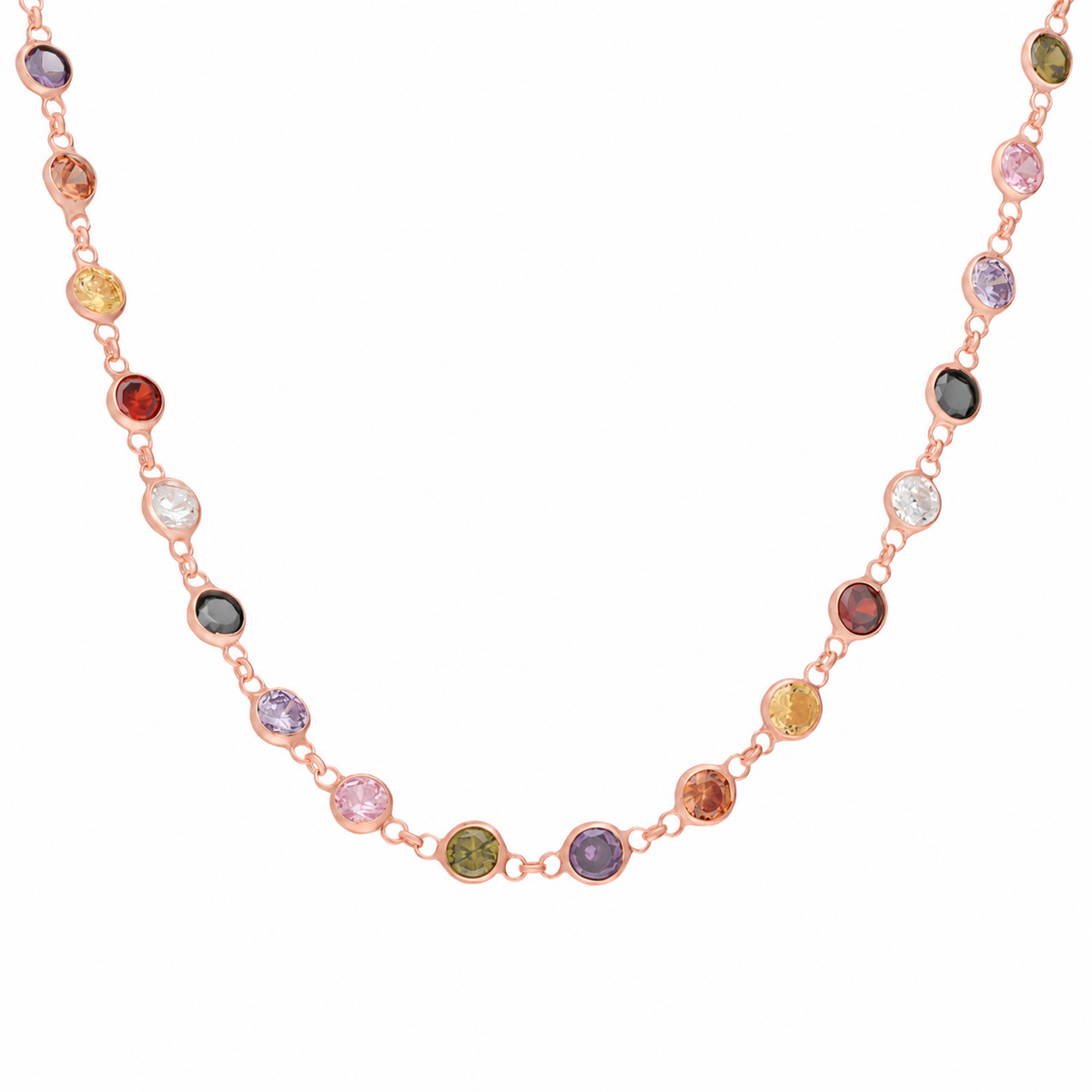 Renkli Kapama Taşlı Kolye | 925 Ayar Gümüş – Jeweliay Jewelry – 9 – Rose beyaz fon #RENK_rose