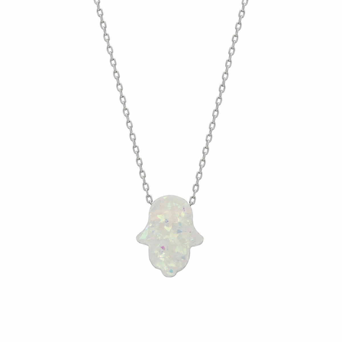 Opal Beyaz Fatma Ana Eli Kolye | 925 Ayar Gümüş – Jeweliay Jewelry – 2 – Silver beyaz fon #RENK_silver
