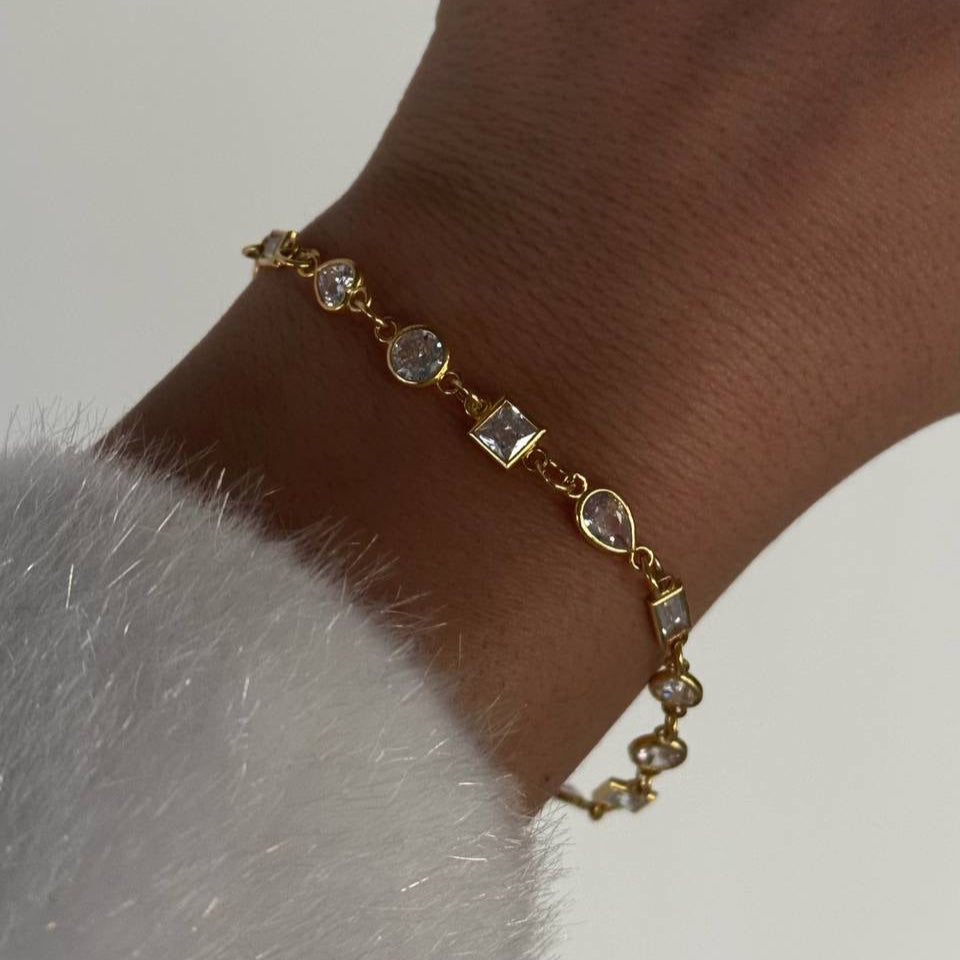Oval ve Köşeli Zirkon Taşlı Asimetrik Bileklik | 925 Ayar Gümüş – Jeweliay Jewelry – 3