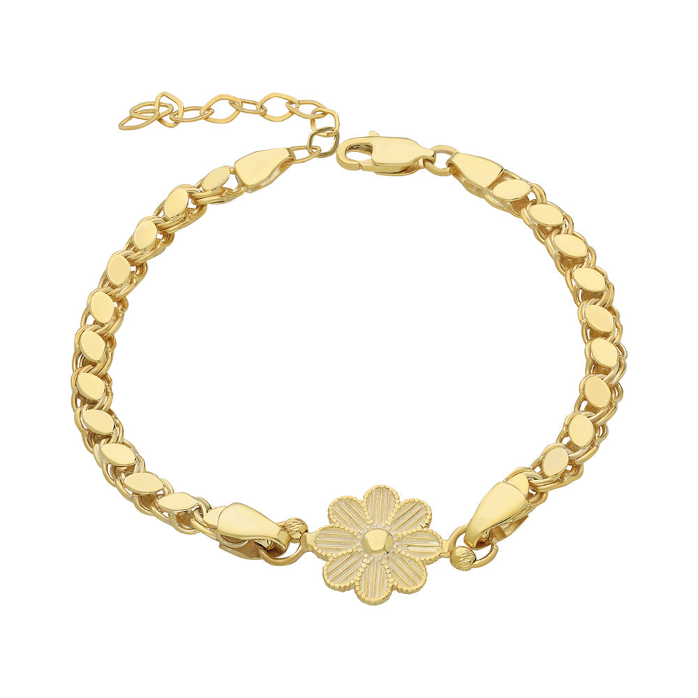 Papatya Figürlü Pullu Zincir Bileklik | 925 Ayar Gümüş – Jeweliay Jewelry – 1 – Gold beyaz fon #RENK_gold