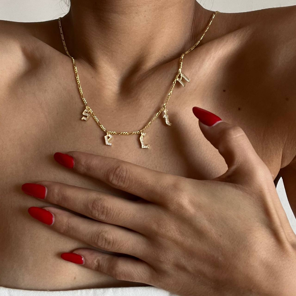 Kişiye Özel İsim Yazılı Taşlı Gotik Kolye | 925 Ayar Gümüş – Jeweliay Jewelry – 2