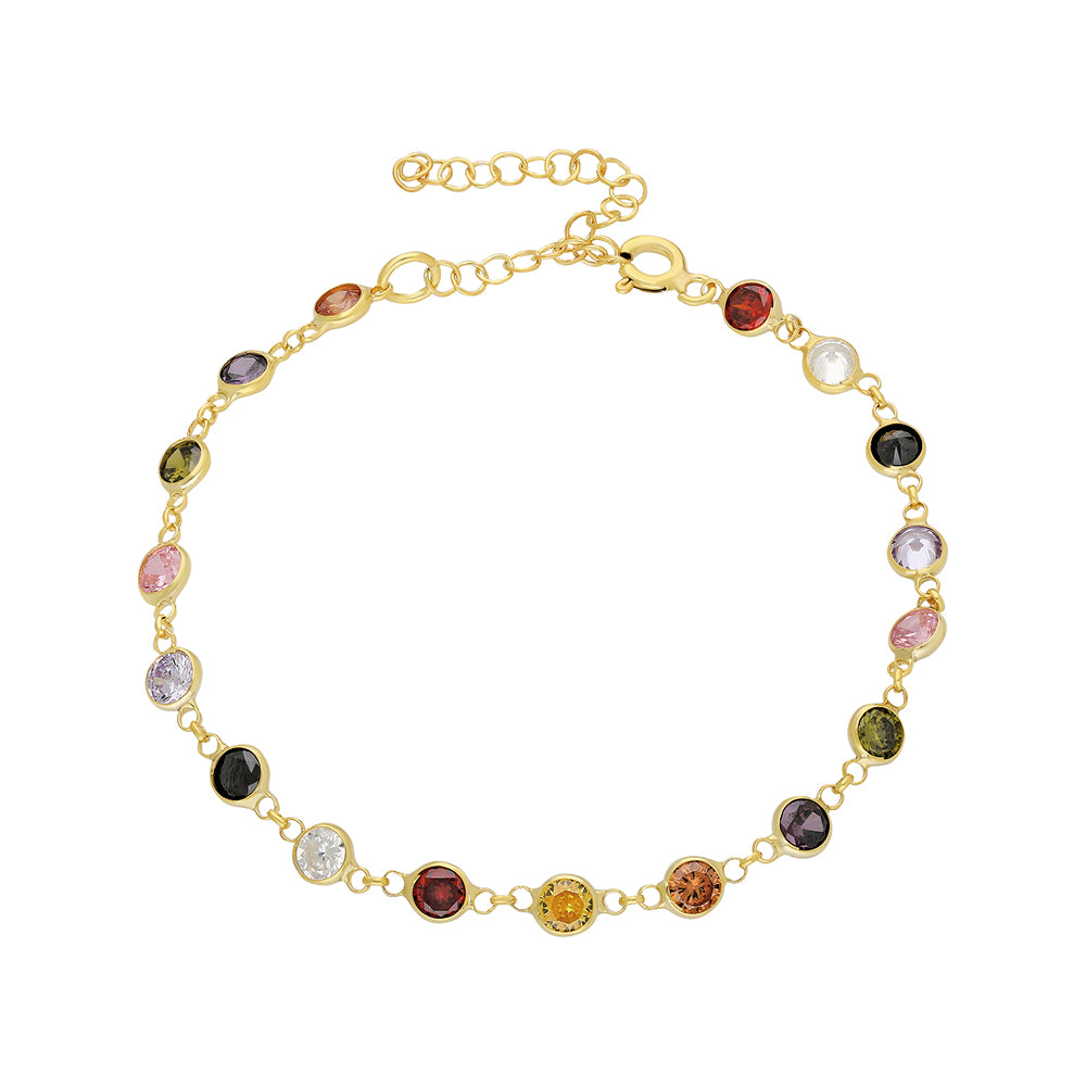 Renkli Mix Taşlı Bileklik | 925 Ayar Gümüş – Jeweliay Jewelry – 1 – Gold beyaz fon #RENK_gold