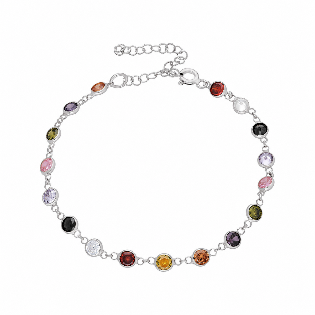 Renkli Mix Taşlı Bileklik | 925 Ayar Gümüş – Jeweliay Jewelry – 2 – Silver beyaz fon #RENK_silver