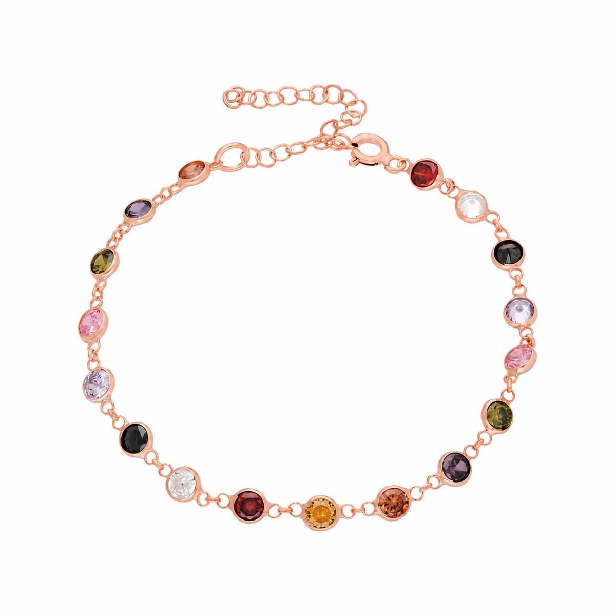 Renkli Mix Taşlı Bileklik | 925 Ayar Gümüş – Jeweliay Jewelry – 3 – Rose beyaz fon #RENK_rose