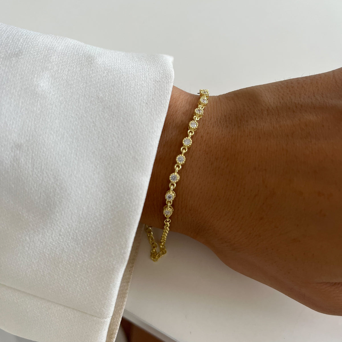 Sıralı Mini Zirkon Taşlı Bileklik | 925 Ayar Gümüş – Jeweliay Jewelry – 4