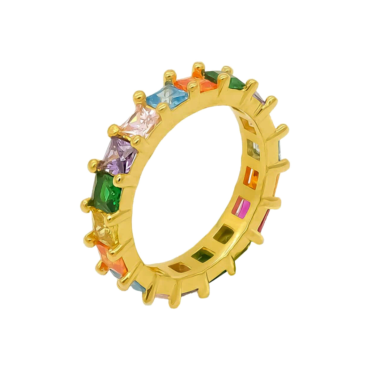 Sıralı Mix Baget Taşlı Yüzük | 925 Ayar Gümüş – Jeweliay Jewelry – 1 – Gold beyaz fon #RENK_gold