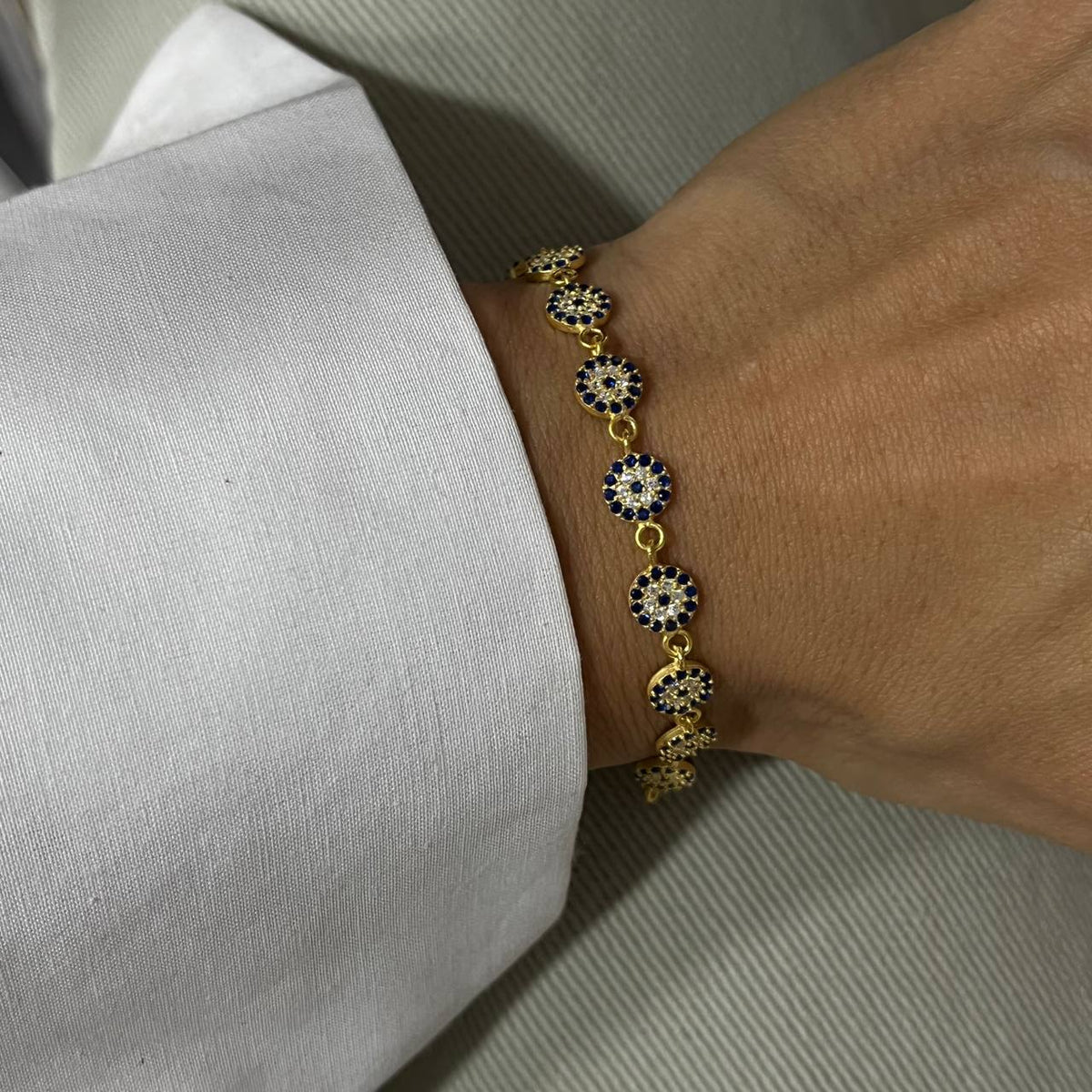 Sıralı Zirkon Taşlı Nazar Bileklik | 925 Ayar Gümüş – Jeweliay Jewelry – 4