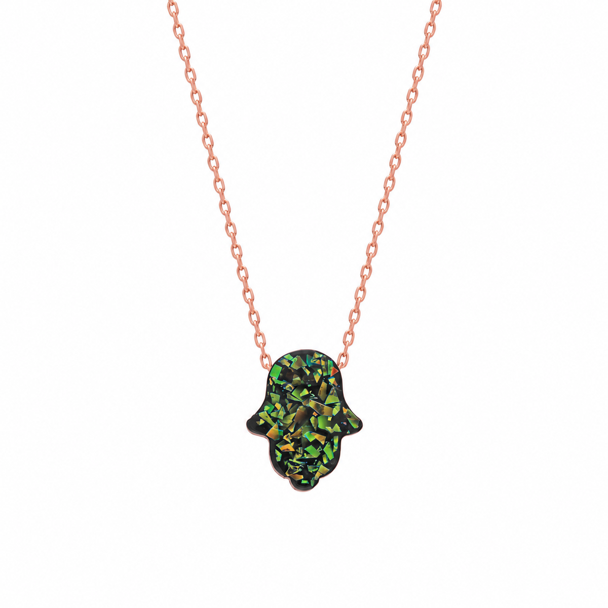 Siyah-Yeşil Fatma Ana Eli Kolye | 925 Ayar Gümüş – Jeweliay Jewelry – 3 – Rose beyaz fon #RENK_rose