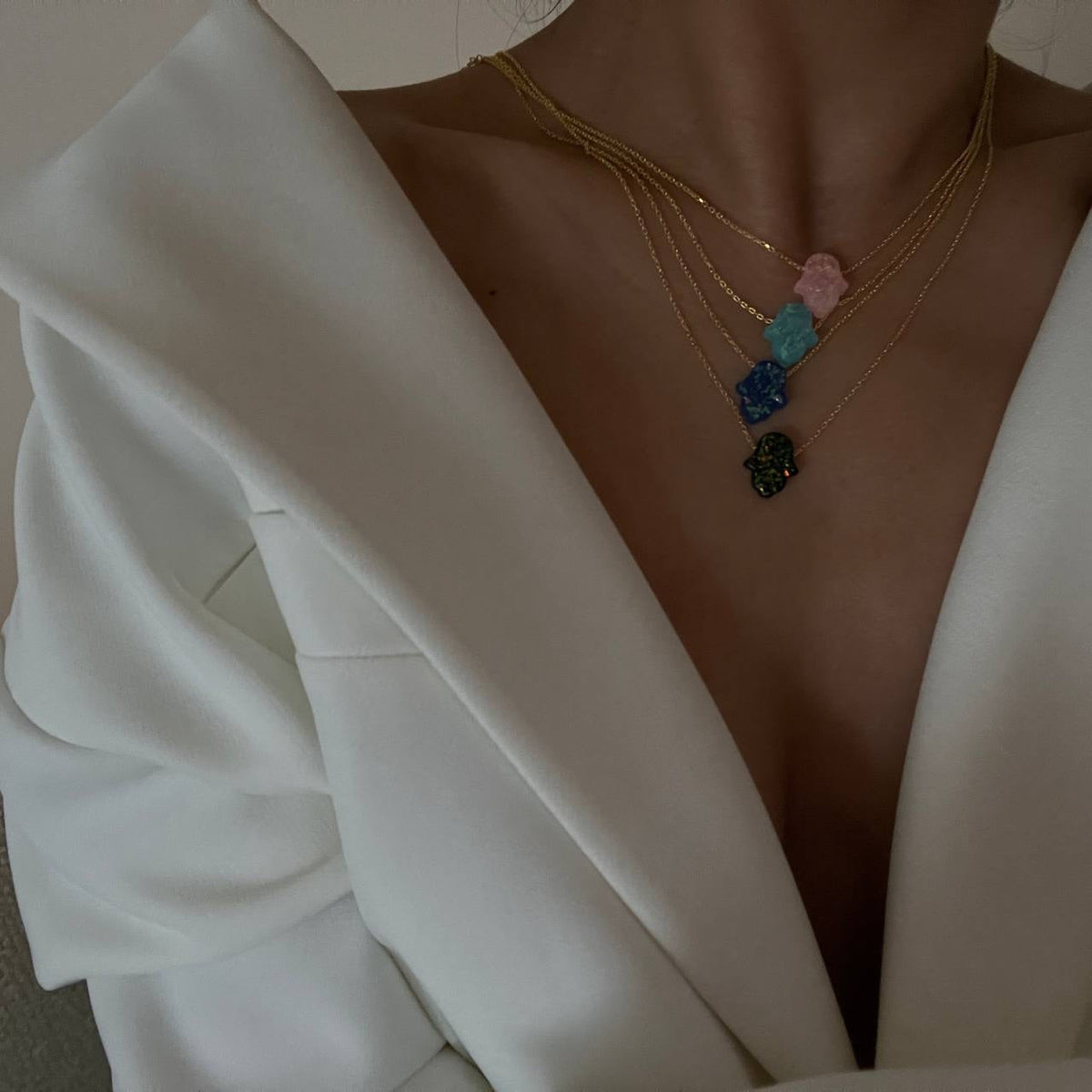 Siyah-Yeşil Fatma Ana Eli Kolye | 925 Ayar Gümüş – Jeweliay Jewelry – 7