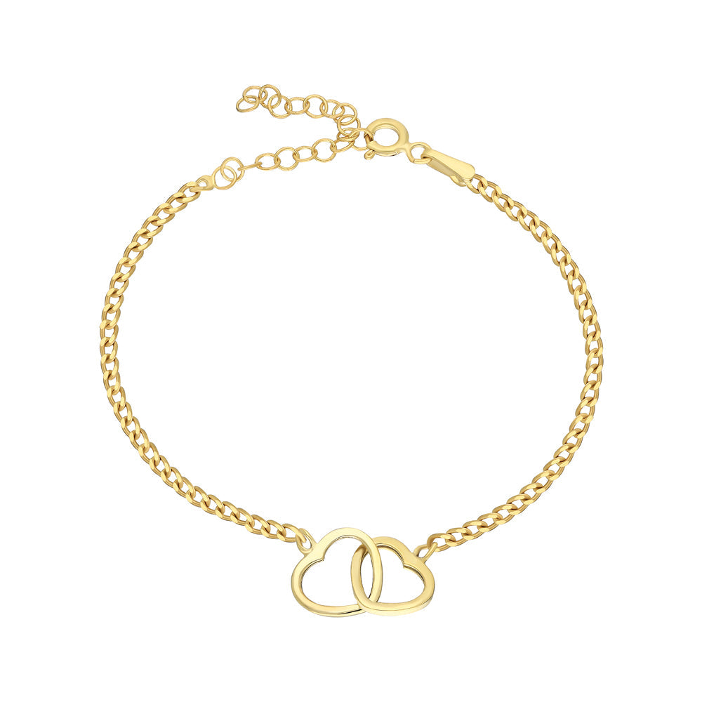 Sonsuz Aşk İç İçe Kalp Bileklik | 925 Ayar Gümüş – Jeweliay Jewelry – 1 – Gold beyaz fon #RENK_gold