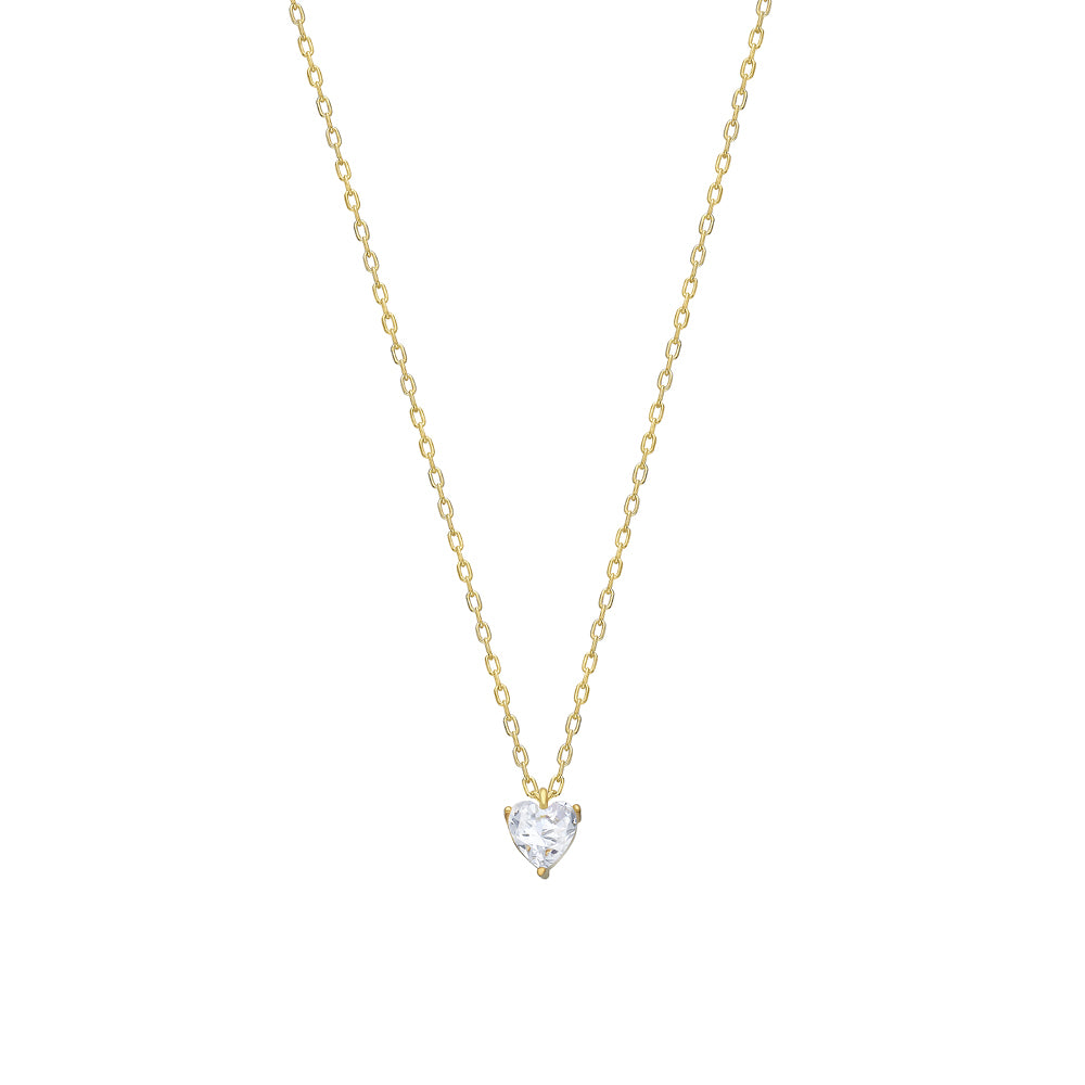 Taşlı Mini Kalp Kolye | 925 Ayar Gümüş – Jeweliay Jewelry – 1 – Gold beyaz fon #RENK_gold