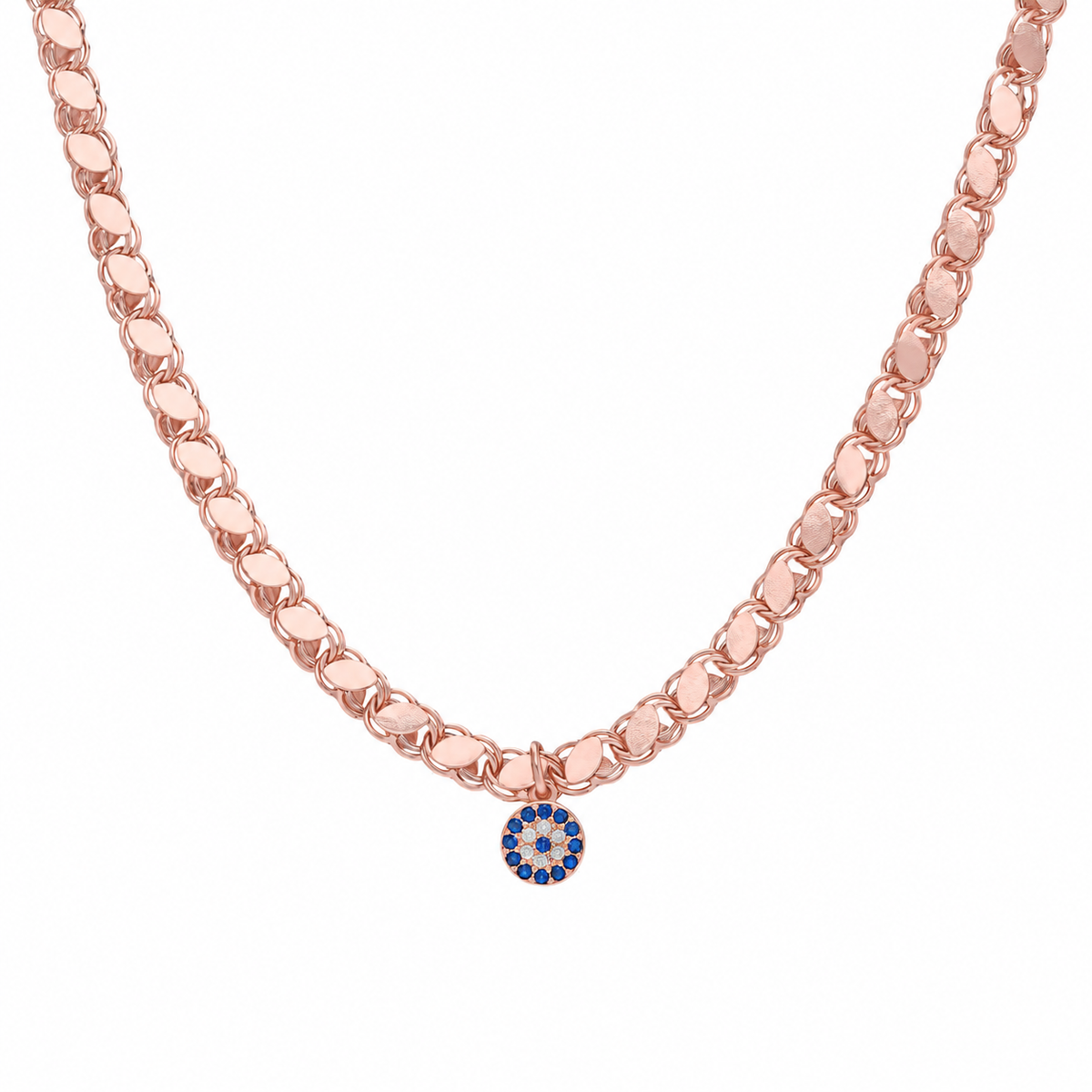 Taşlı Nazar Sallantılı Pullu Kolye | 925 Ayar Gümüş – Jeweliay Jewelry – 3 – Rose beyaz fon #RENK_rose