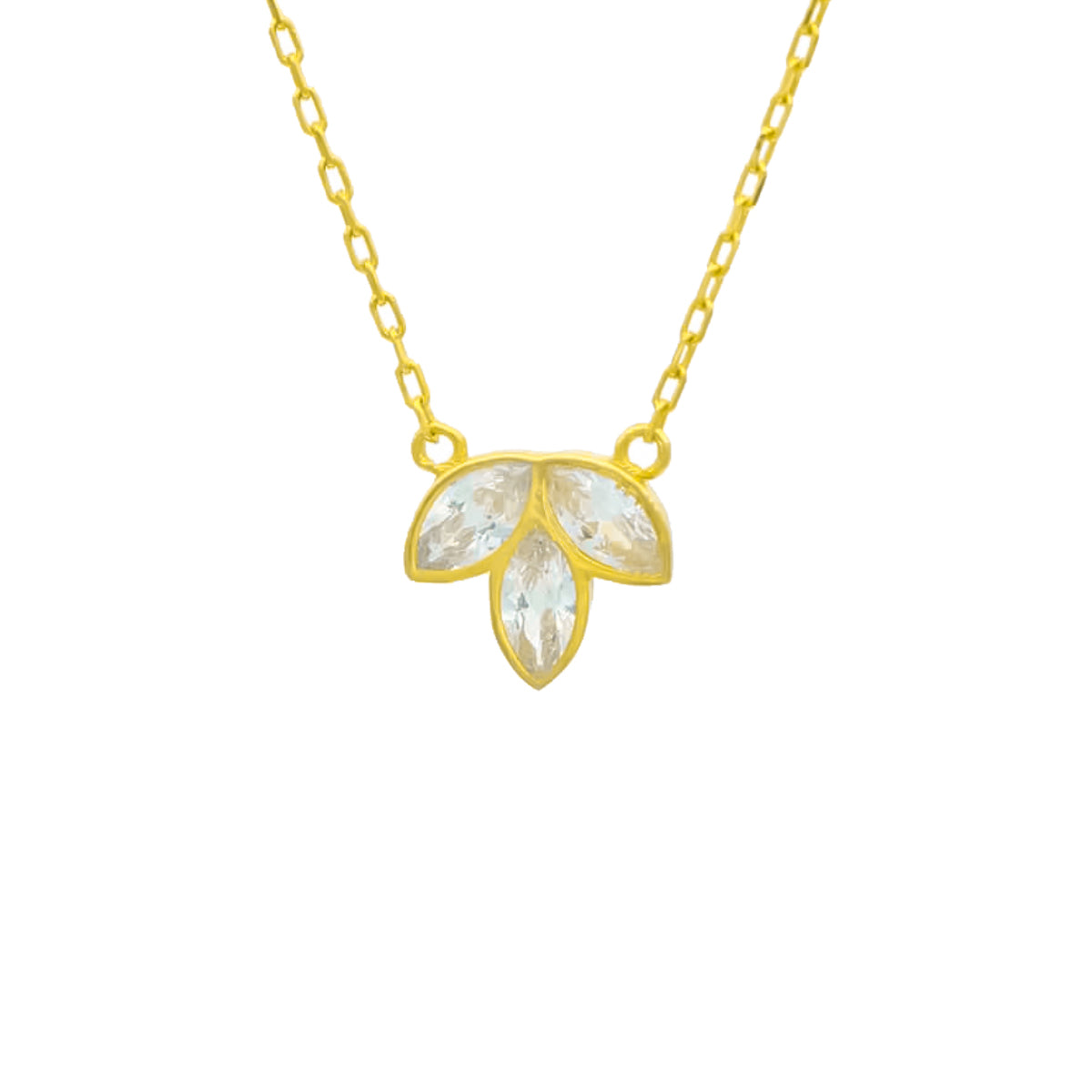 Taşlı Üç Yapraklı Yonca Kolye | 925 Ayar Gümüş – Jeweliay Jewelry – 1 – Gold beyaz fon #RENK_gold