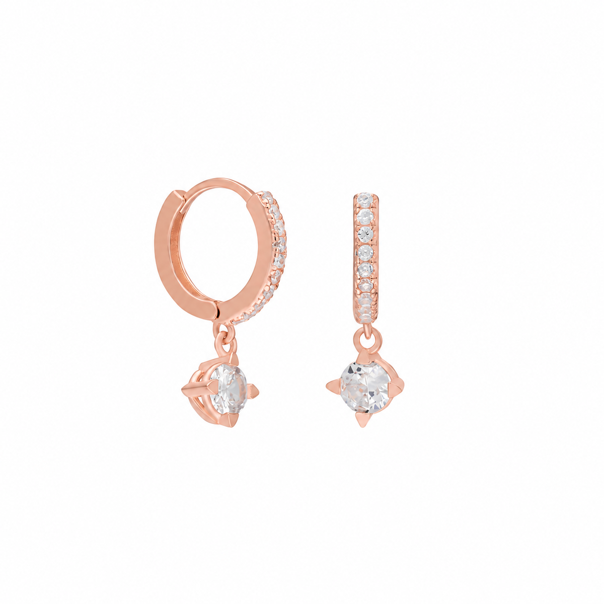 Tek Taş Zirkon Sallantılı Küpe | 925 Ayar Gümüş – Jeweliay Jewelry – 3 – Rose beyaz fon #RENK_rose