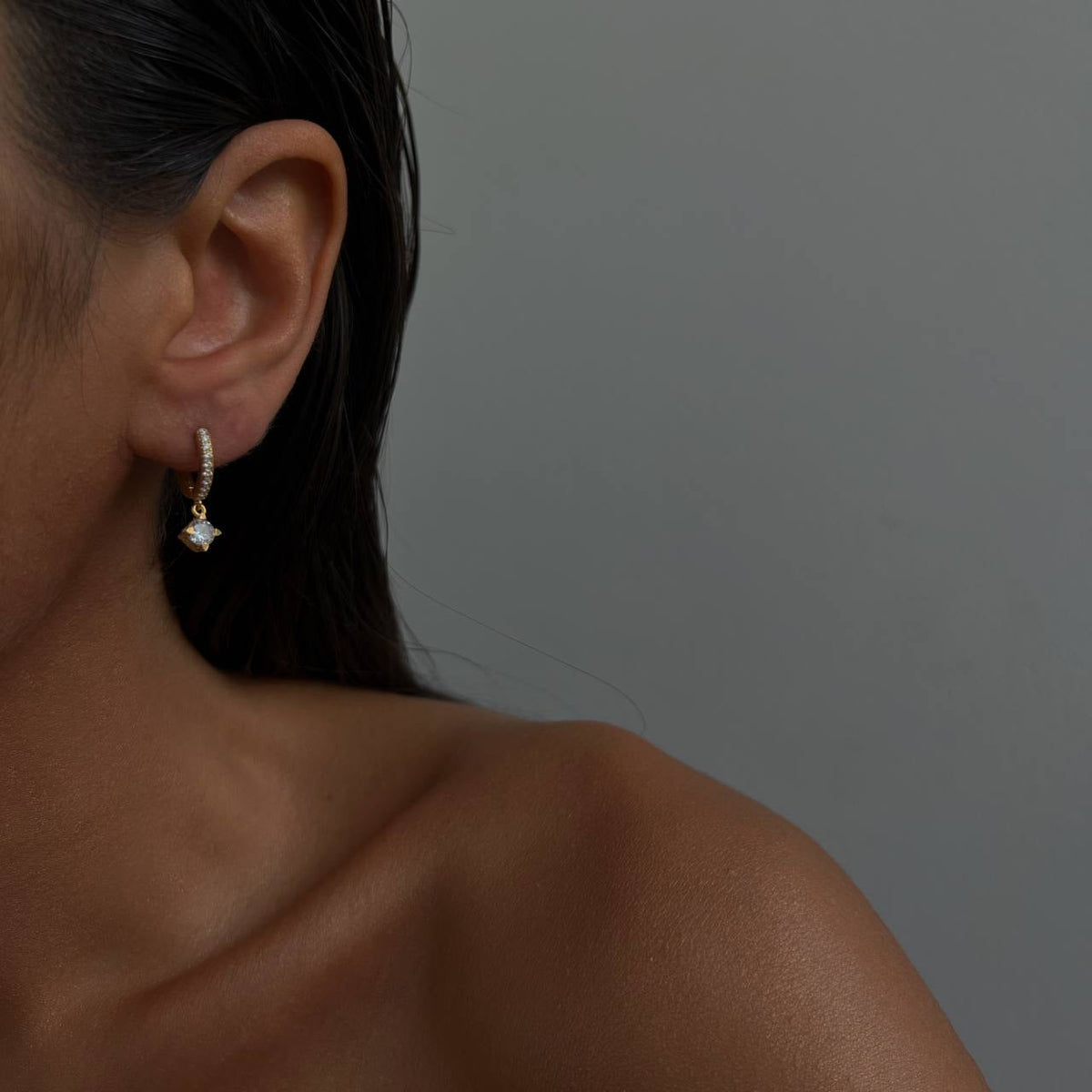 Tek Taş Zirkon Sallantılı Küpe | 925 Ayar Gümüş – Jeweliay Jewelry – 4