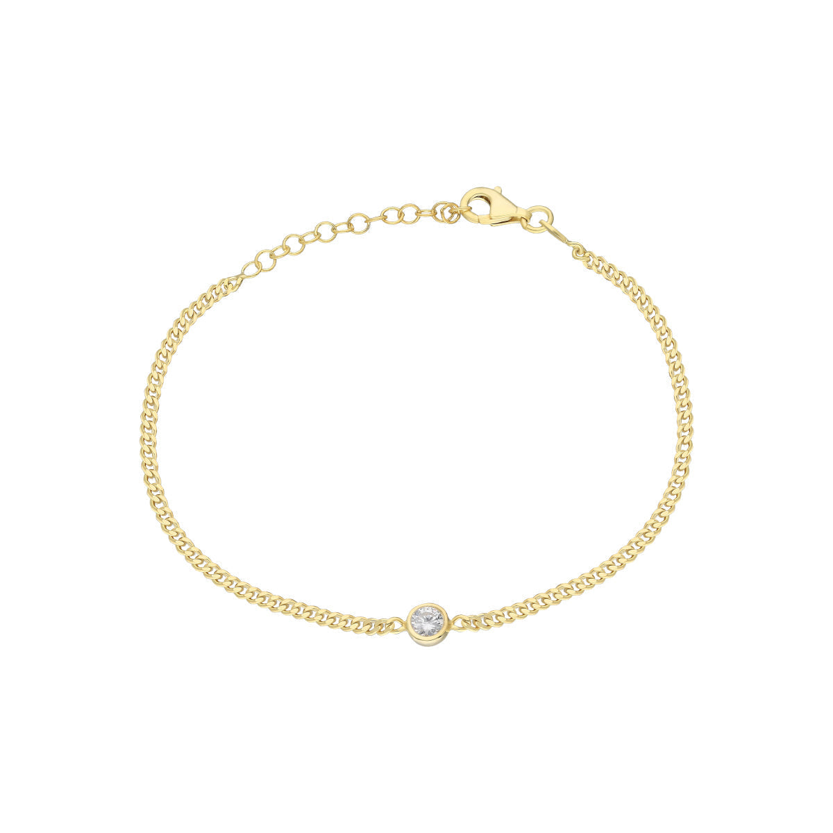 Tek Taşlı İnce Gurmet Zincir Bileklik | 925 Ayar Gümüş — Gold — beyaz fon #RENK_gold