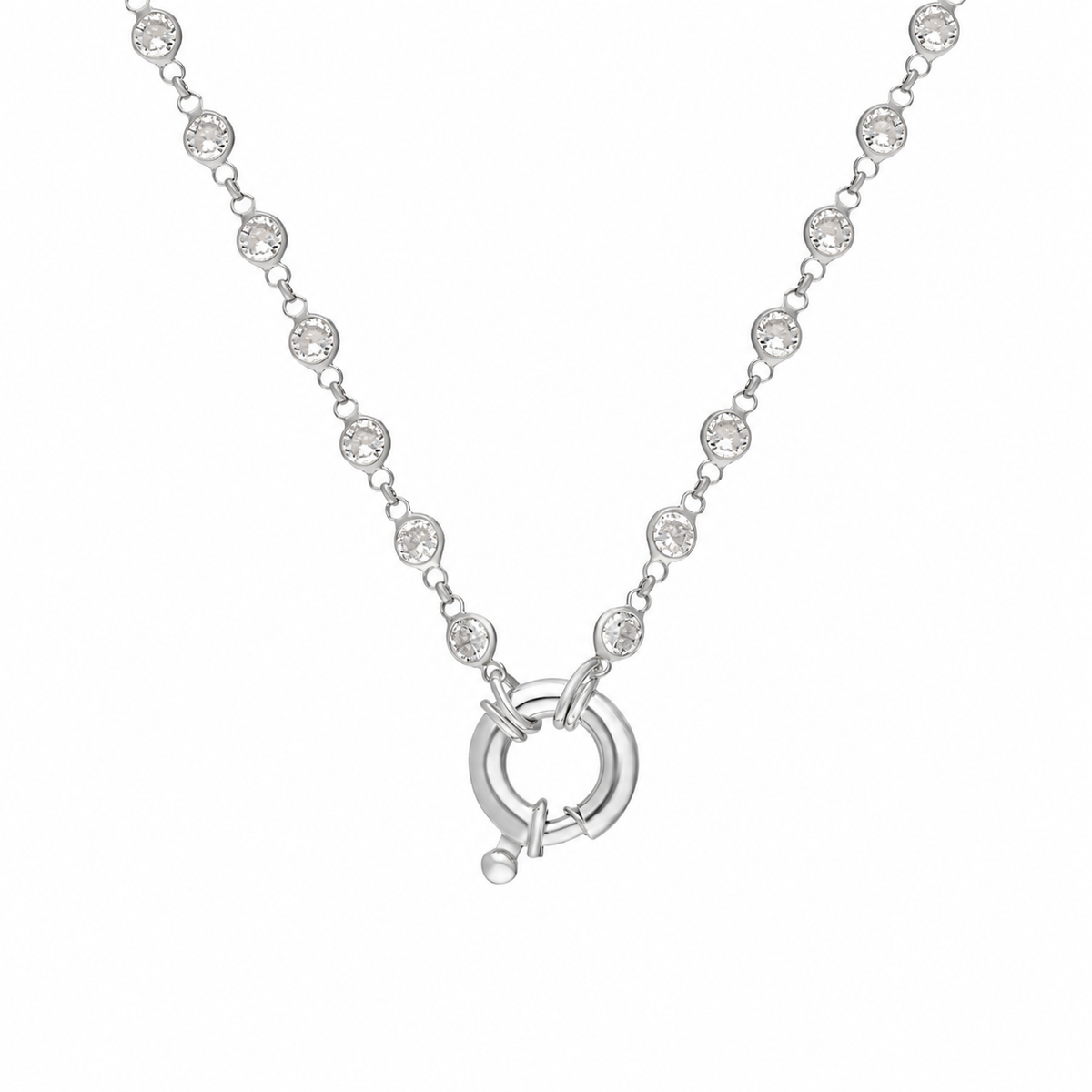 Kapama Taşlı Gemici Kilitli Zincir Kolye | 925 Ayar Gümüş – Jeweliay Jewelry – 2 – Silver beyaz fon #RENK_silver