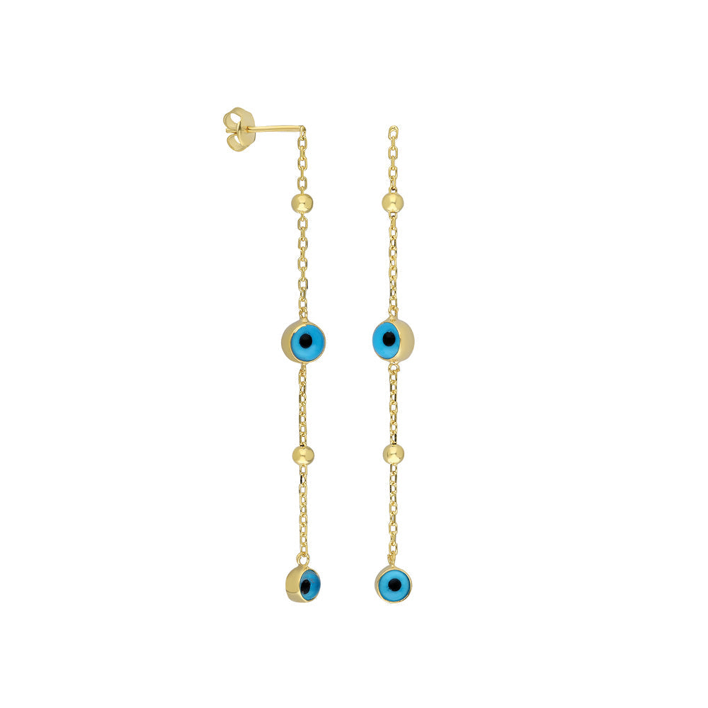Top Zincirli Göz Nazar Küpe | 925 Ayar Gümüş – Jeweliay Jewelry – 1 – Gold beyaz fon #RENK_gold