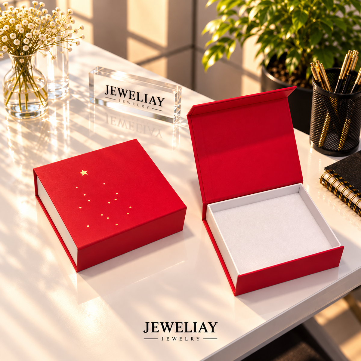 Yılbaşı Ağacı Desenli Kırmızı Takı Kutusu – Jeweliay Jewelry – 1