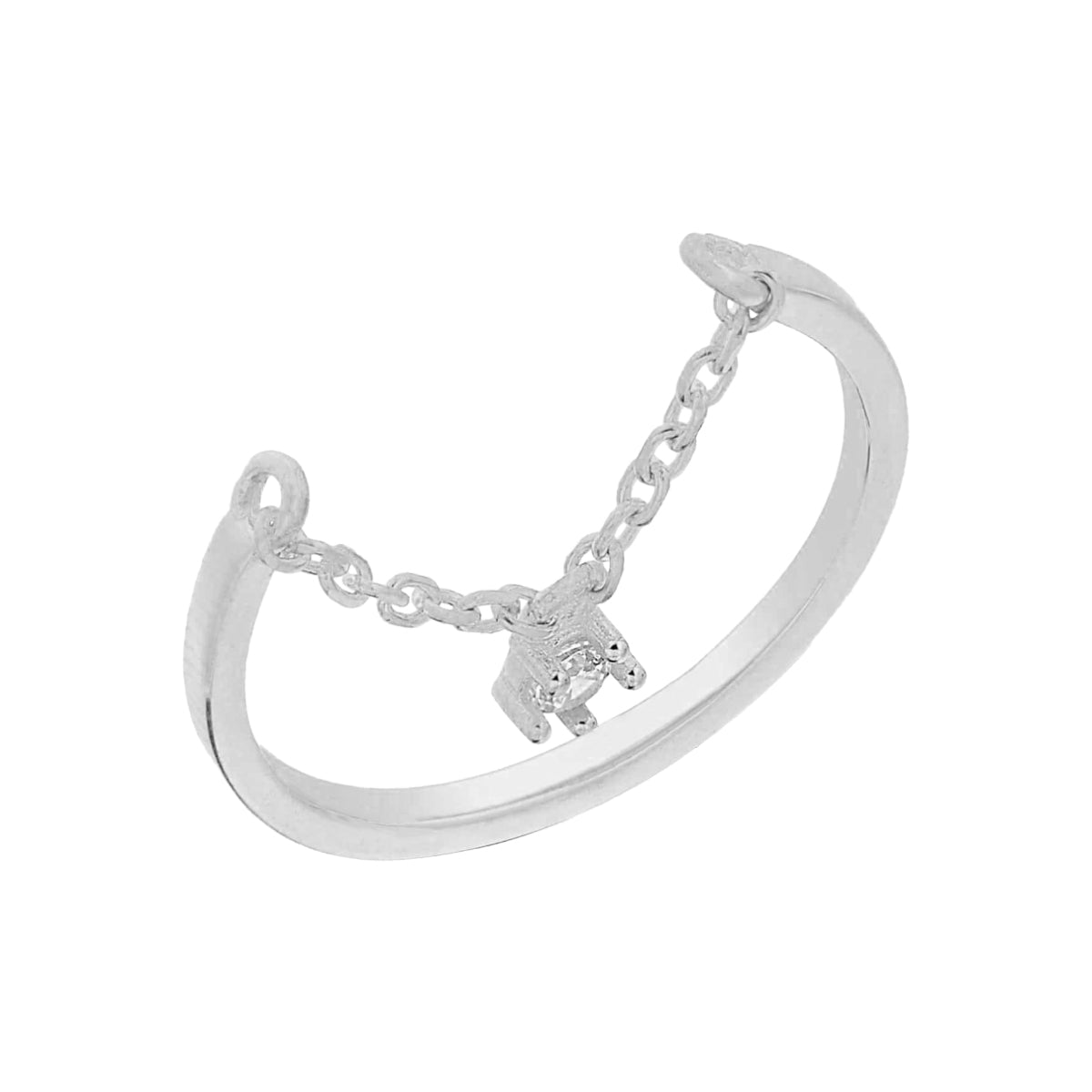 Zincir Sallantılı Tektaş Yüzük | 925 Ayar Gümüş – Jeweliay Jewelry – 2 – Silver beyaz fon #RENK_silver