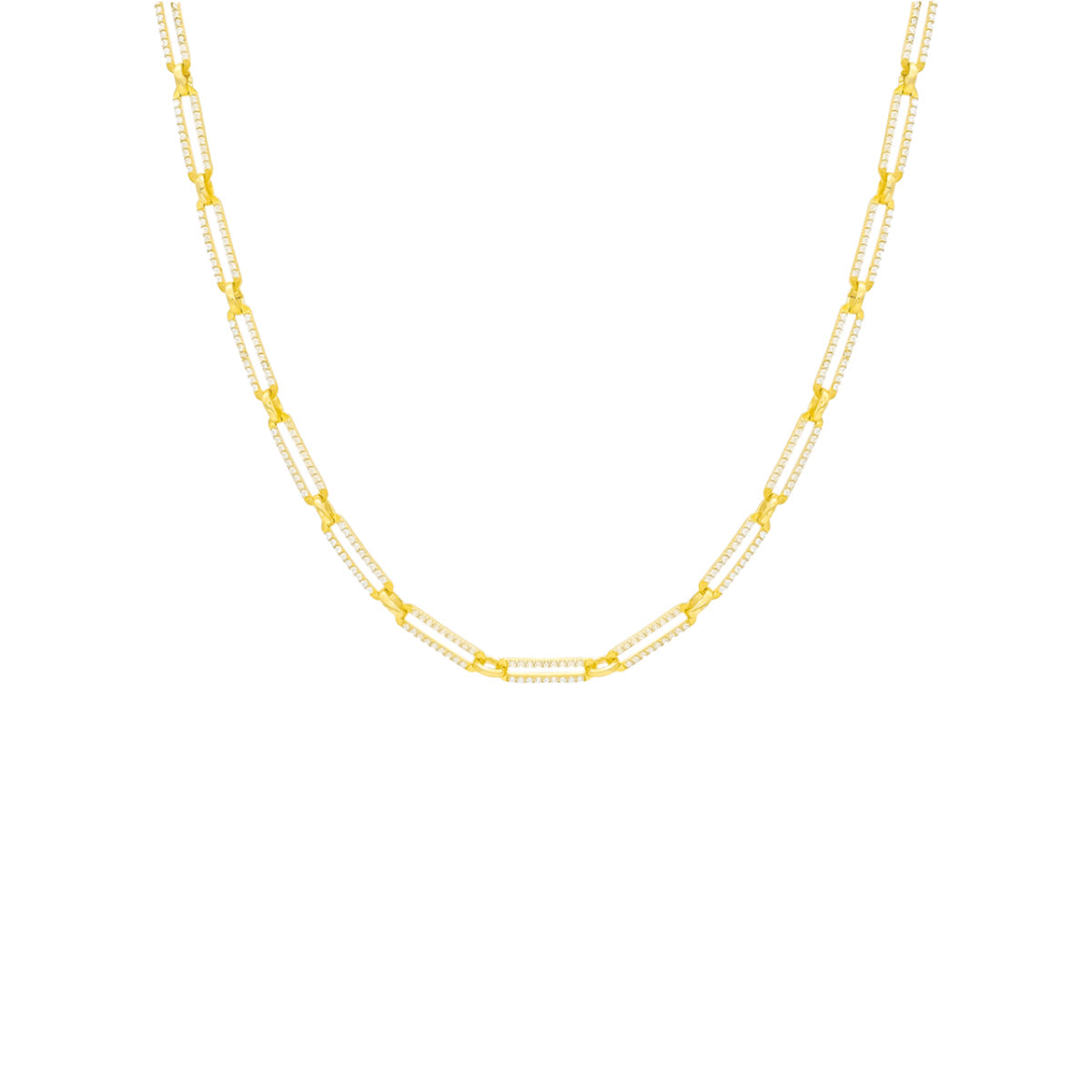 Zirkon Taşlı Ataç Zincir Kolye | 925 Ayar Gümüş – Jeweliay Jewelry – 1 – Gold beyaz fon #RENK_gold