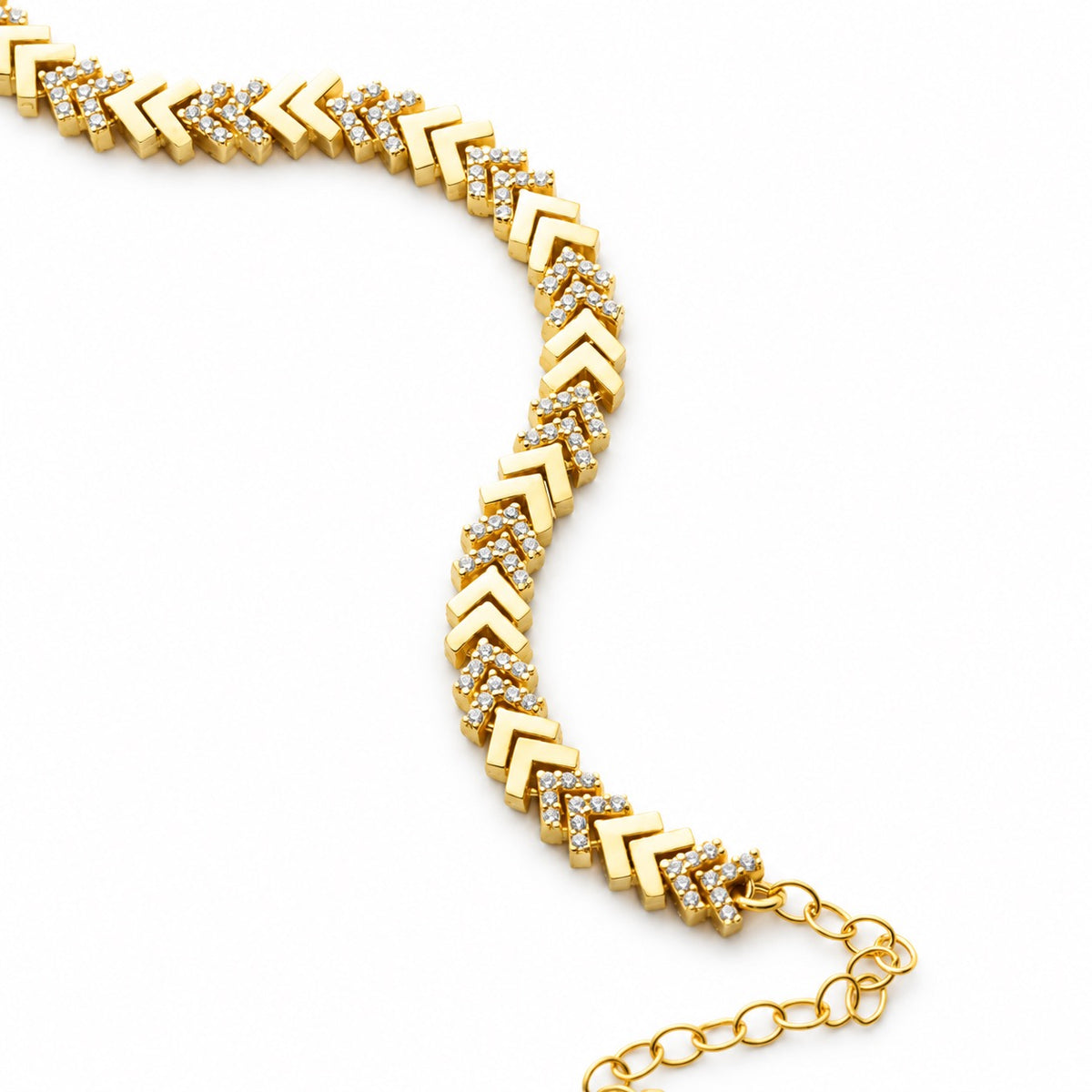 Zirkon Taşlı Balıksırtı Model Bileklik | 925 Ayar Gümüş — Gold — beyaz fon #RENK_gold