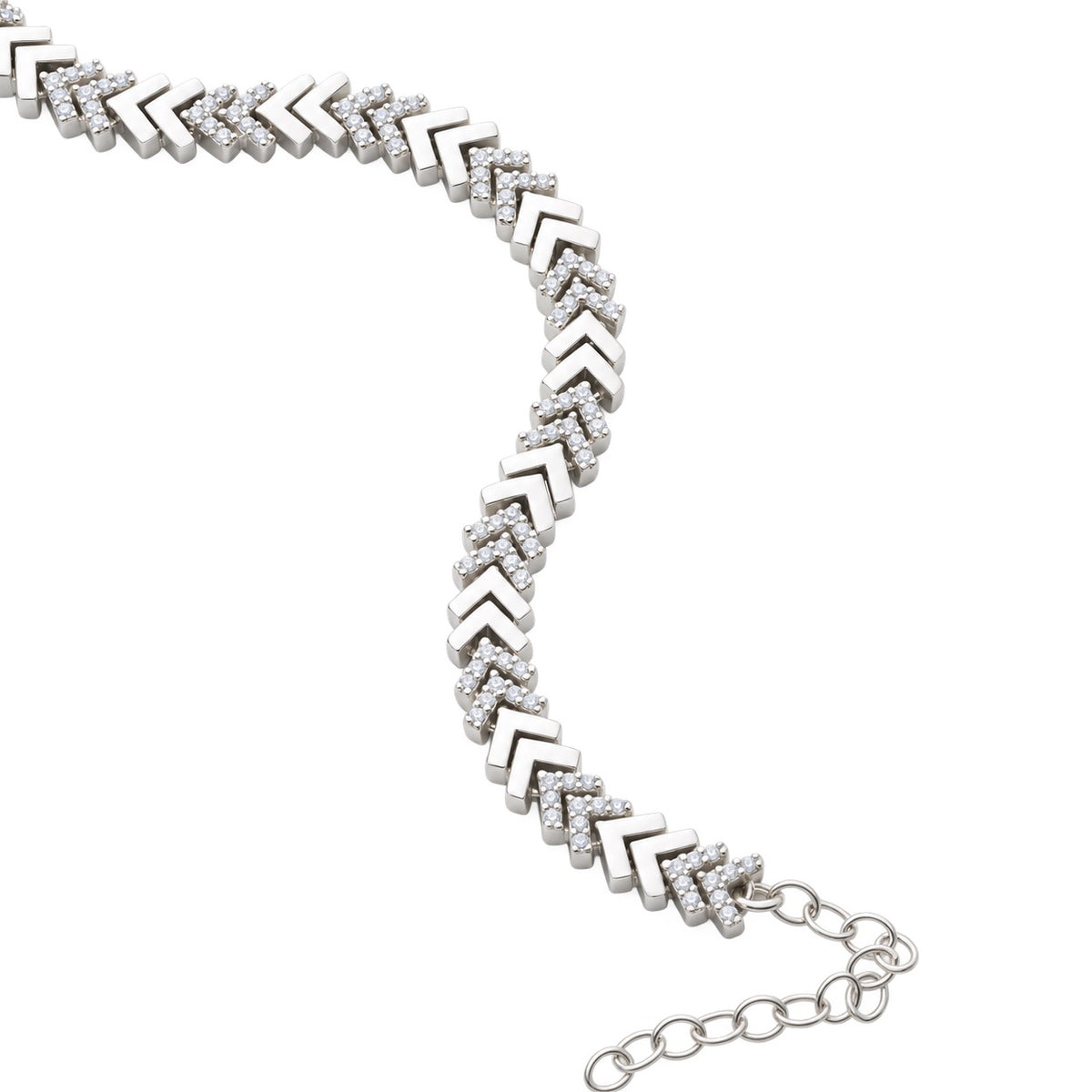 Zirkon Taşlı Balıksırtı Model Bileklik | 925 Ayar Gümüş — Silver — beyaz fon #RENK_silver