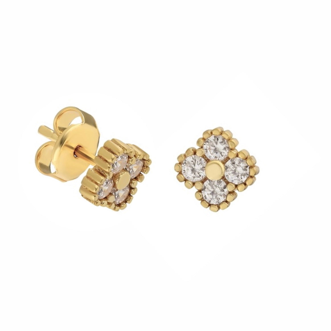Zirkon Taşlı Çiçek Küpe | 925 Ayar Gümüş – Jeweliay Jewelry – 1 – Gold beyaz fon #RENK_gold