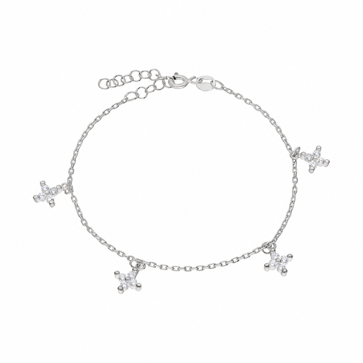 Zirkon Taşlı Çiçek Sallantılı Bileklik | 925 Ayar Gümüş – Jeweliay Jewelry – 2 – Silver beyaz fon #RENK_silver