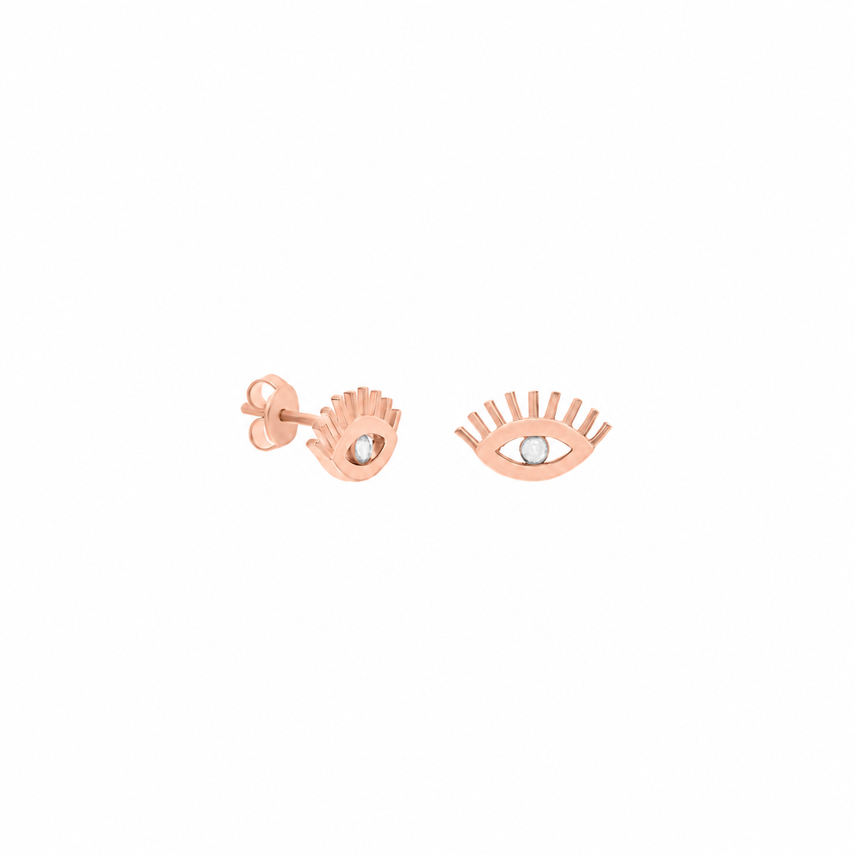 Zirkon Taşlı Çivili Göz Küpe | 925 Ayar Gümüş – Jeweliay Jewelry – 3 – Rose beyaz fon #RENK_rose