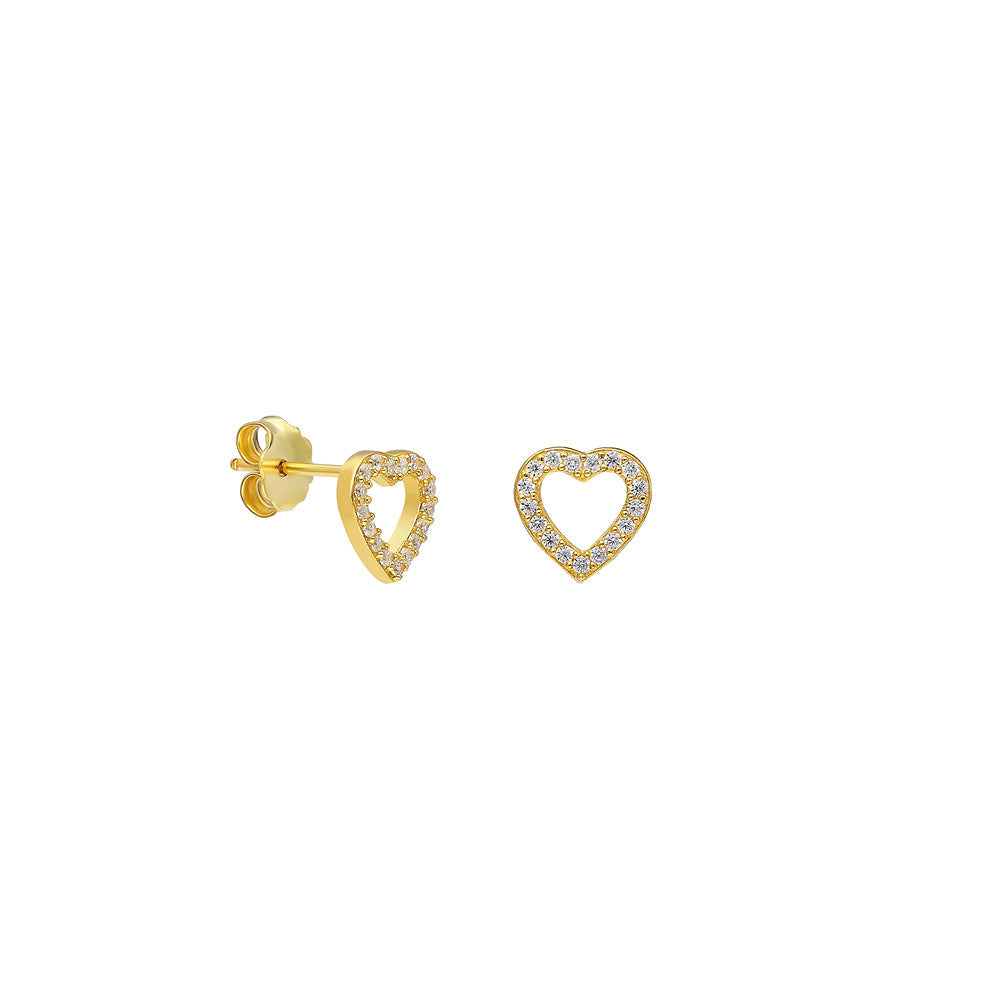 Zirkon Taşlı Çivili Kalp Küpe | 925 Ayar Gümüş – Jeweliay Jewelry – 1 – Gold beyaz fon #RENK_gold