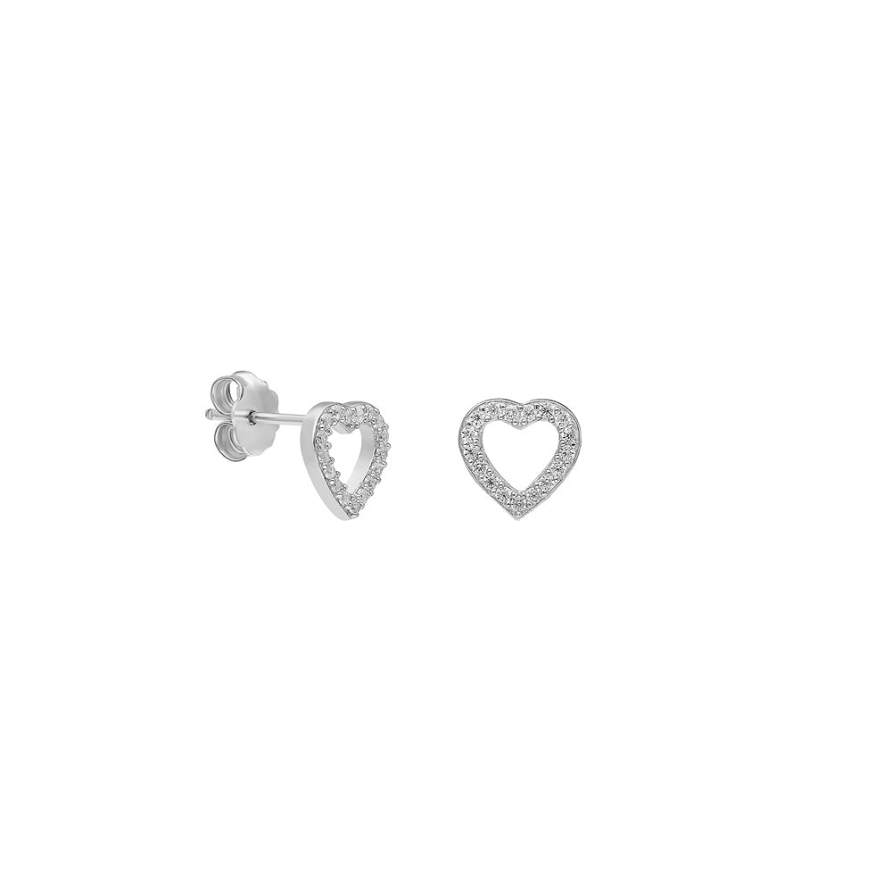 Zirkon Taşlı Çivili Kalp Küpe | 925 Ayar Gümüş – Jeweliay Jewelry – 2 – Silver beyaz fon #RENK_silver