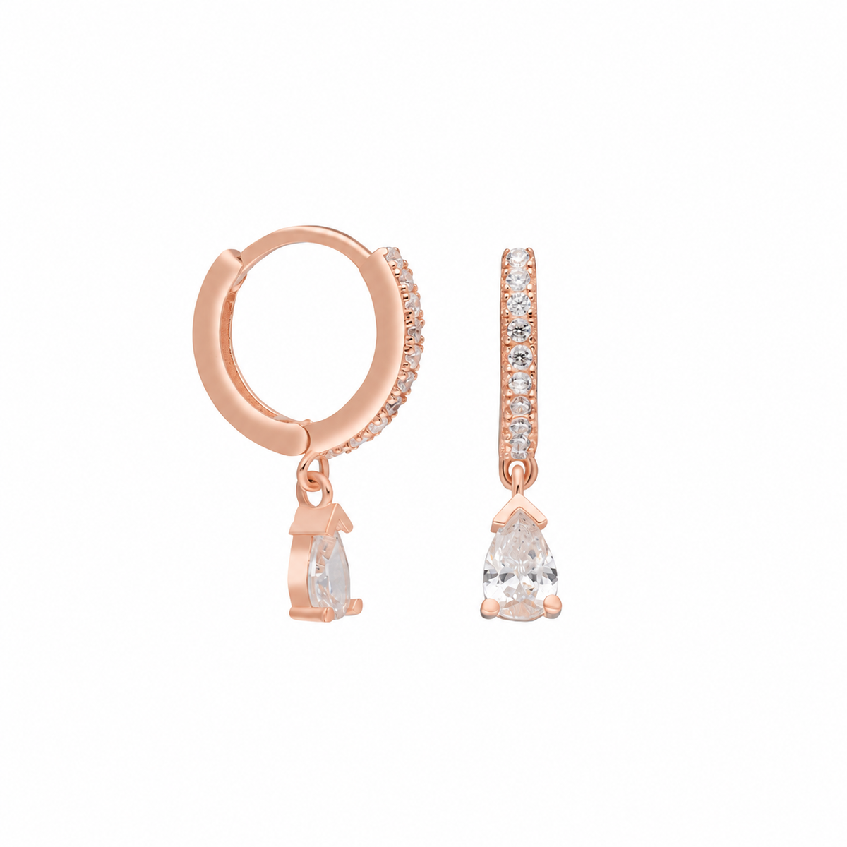 Zirkon Taşlı Damla Taş Sallantılı Küpe | 925 Ayar Gümüş – Jeweliay Jewelry – 3 – Rose beyaz fon #RENK_rose