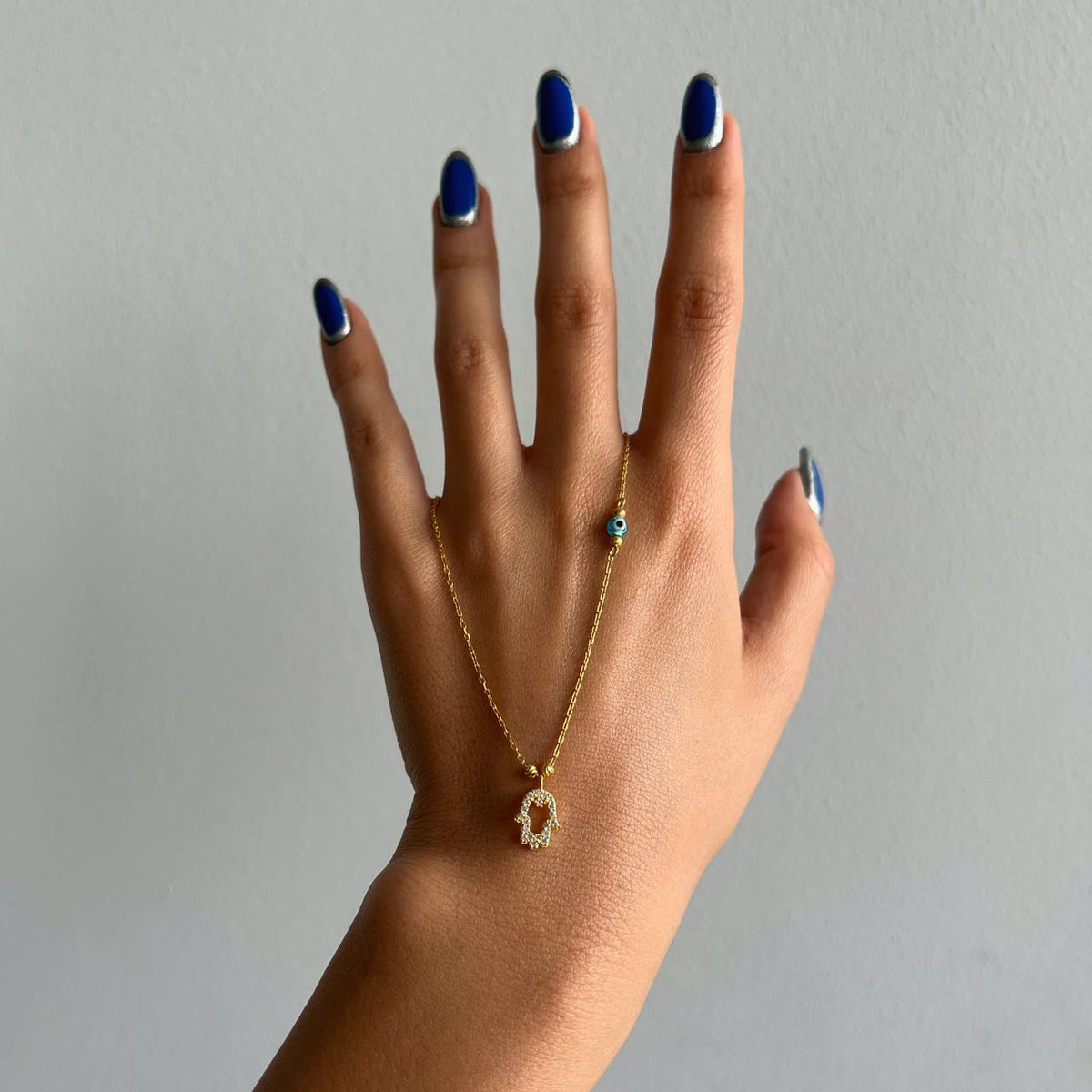 Zirkon Taşlı Dorica Toplu Göz Nazarlı Fatma Ana Eli Kolye | 925 Ayar Gümüş – Jeweliay Jewelry – 5