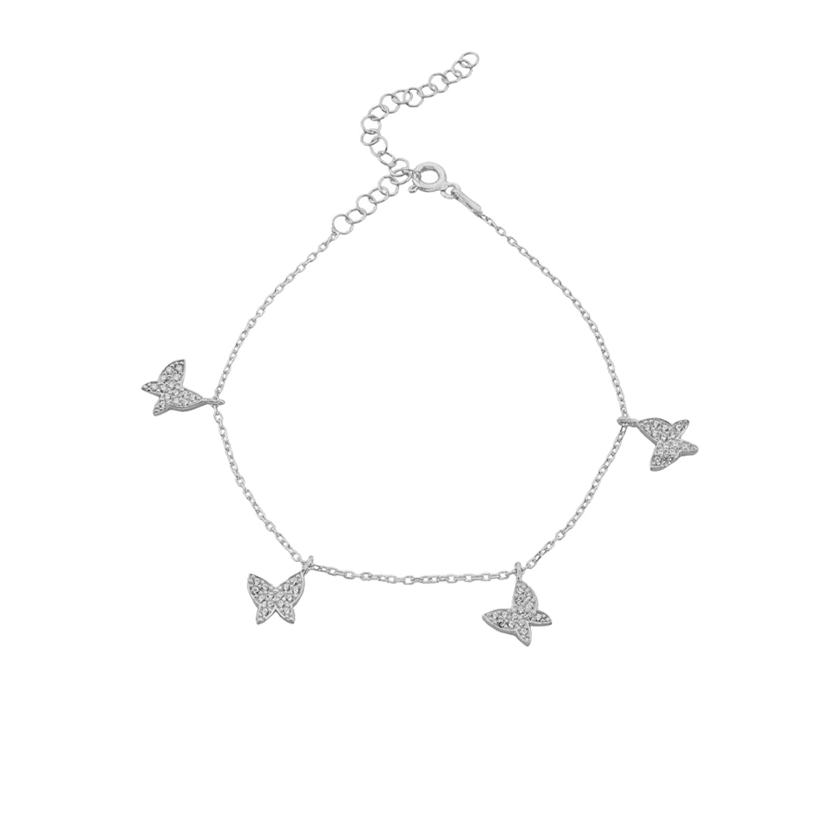 Zirkon Taşlı Dörtlü Kelebek Şans Bileklik | 925 Ayar Gümüş – Jeweliay Jewelry – 2 – Silver beyaz fon #RENK_silver