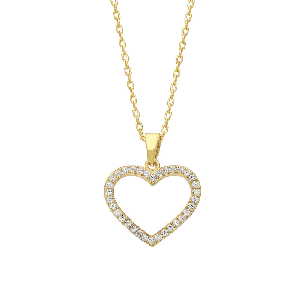 Zirkon Taşlı Kalp Kolye | 925 Ayar Gümüş – Jeweliay Jewelry – 1 – Gold beyaz fon #RENK_gold