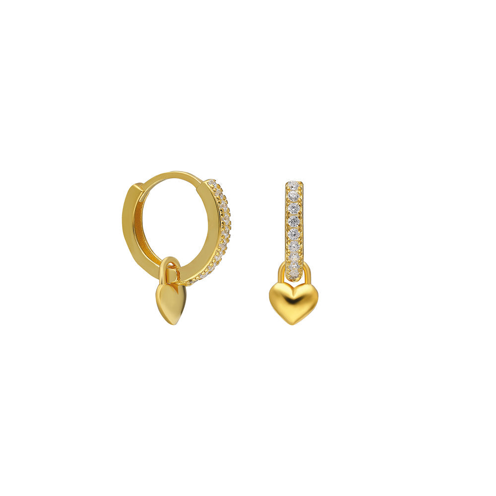 Mini Kalp Sallantılı Zirkon Taşlı Halka Küpe | 925 Ayar Gümüş – Jeweliay Jewelry – 1 – Gold beyaz fon #RENK_gold