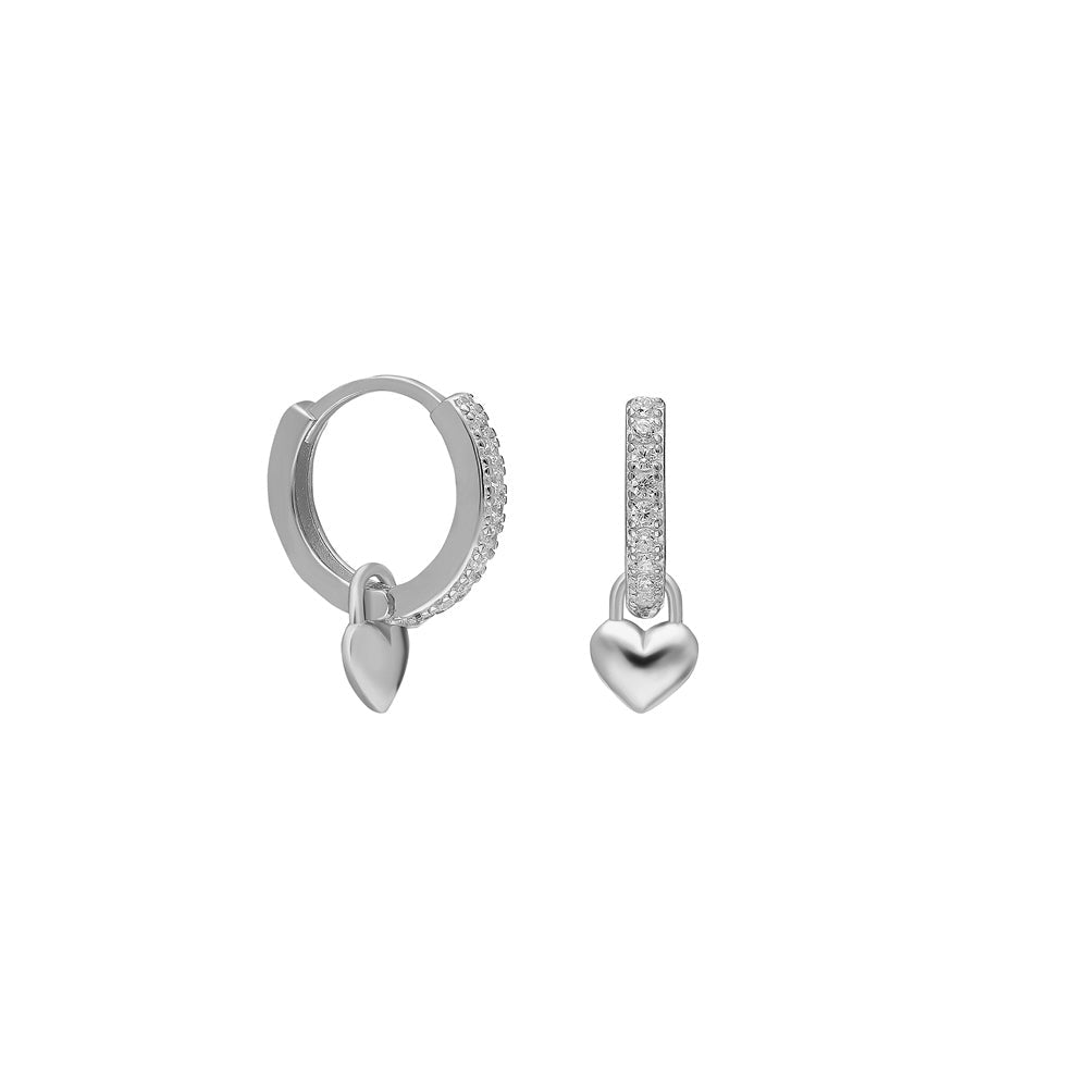 Mini Kalp Sallantılı Zirkon Taşlı Halka Küpe | 925 Ayar Gümüş – Jeweliay Jewelry – 2 – Silver beyaz fon #RENK_silver