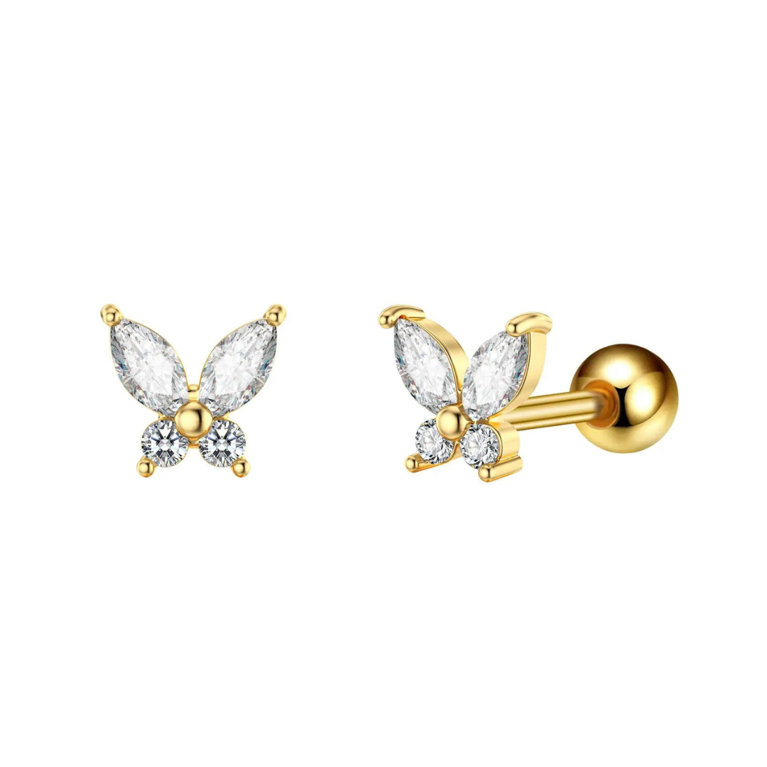 Zirkon Taşlı Kelebek Figürlü Piercing | 925 Ayar Gümüş – Jeweliay Jewelry – 1 – Gold beyaz fon #RENK_gold