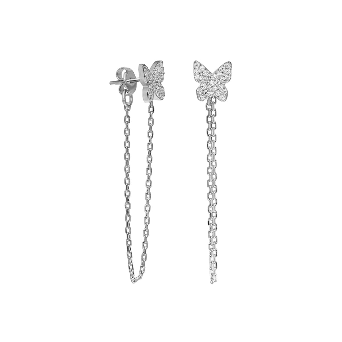 Zirkon Taşlı Kelebek Sallantılı Küpe | 925 Ayar Gümüş – Jeweliay Jewelry – 2 – Silver beyaz fon #RENK_silver