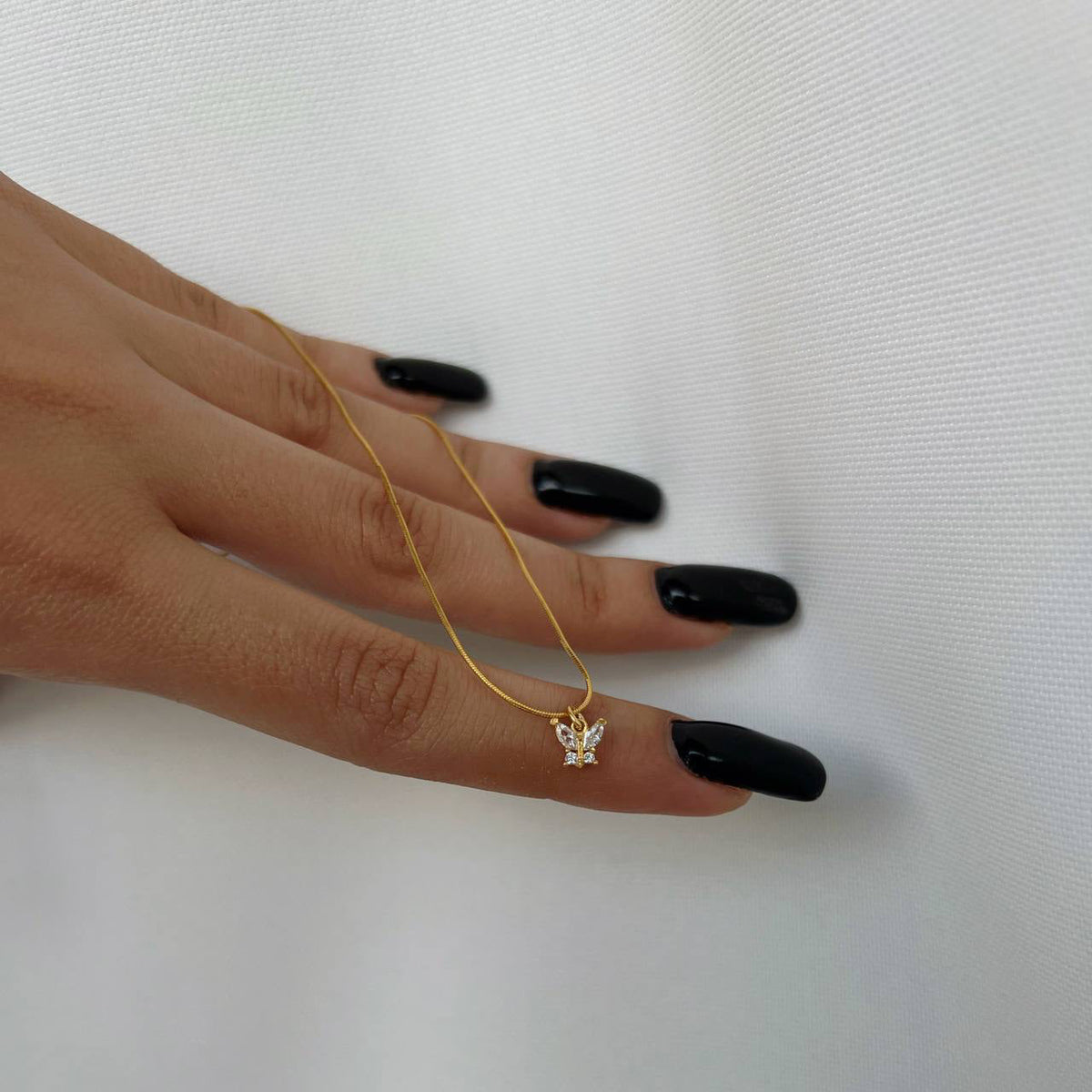 Zirkon Taşlı Kelebek Sallantılı Yılan Zincir Kolye | 925 Ayar Gümüş – Jeweliay Jewelry – 4